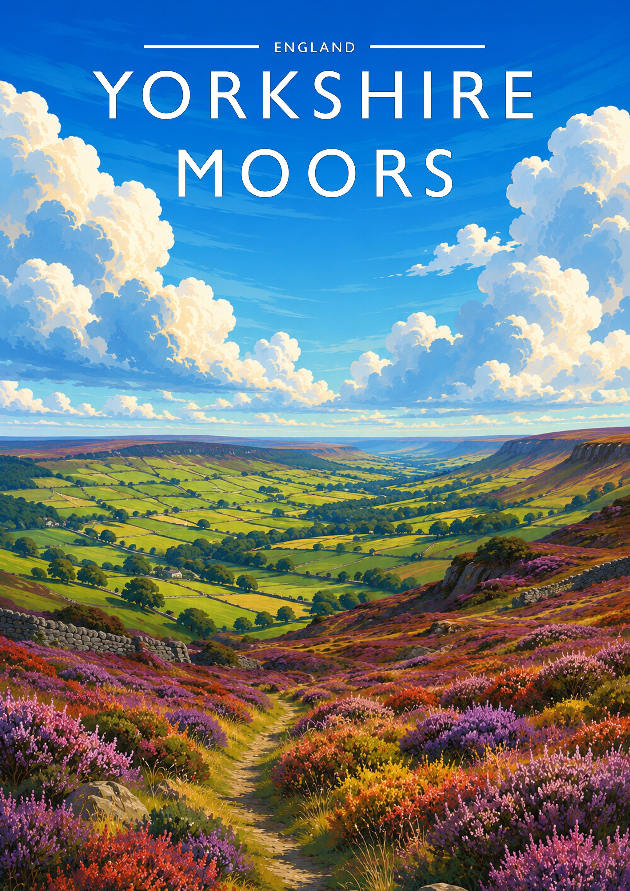 Yorkshire Moors #2 Travel Poster - A4 travel poster print