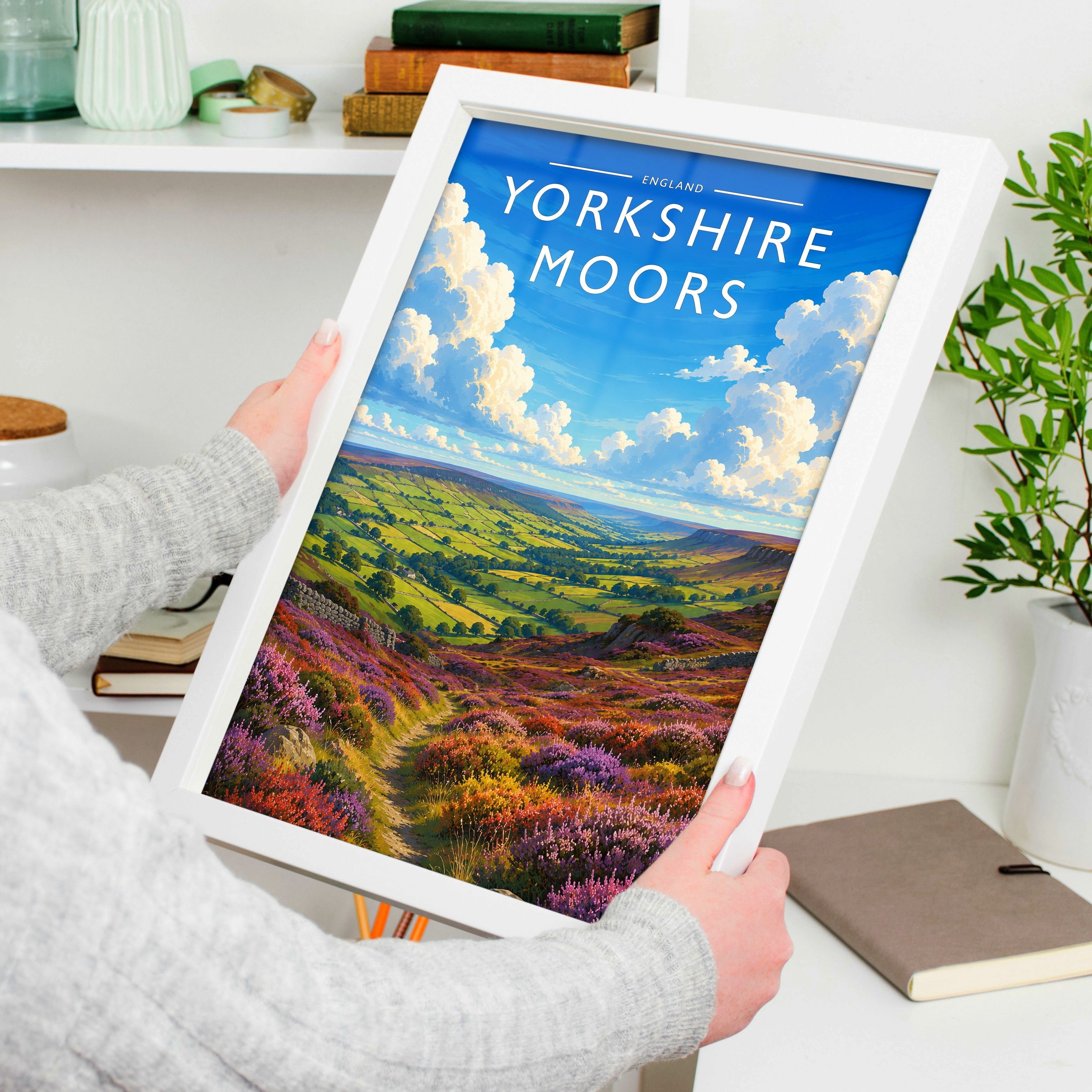 Yorkshire Moors #2 Travel Poster held in a white frame