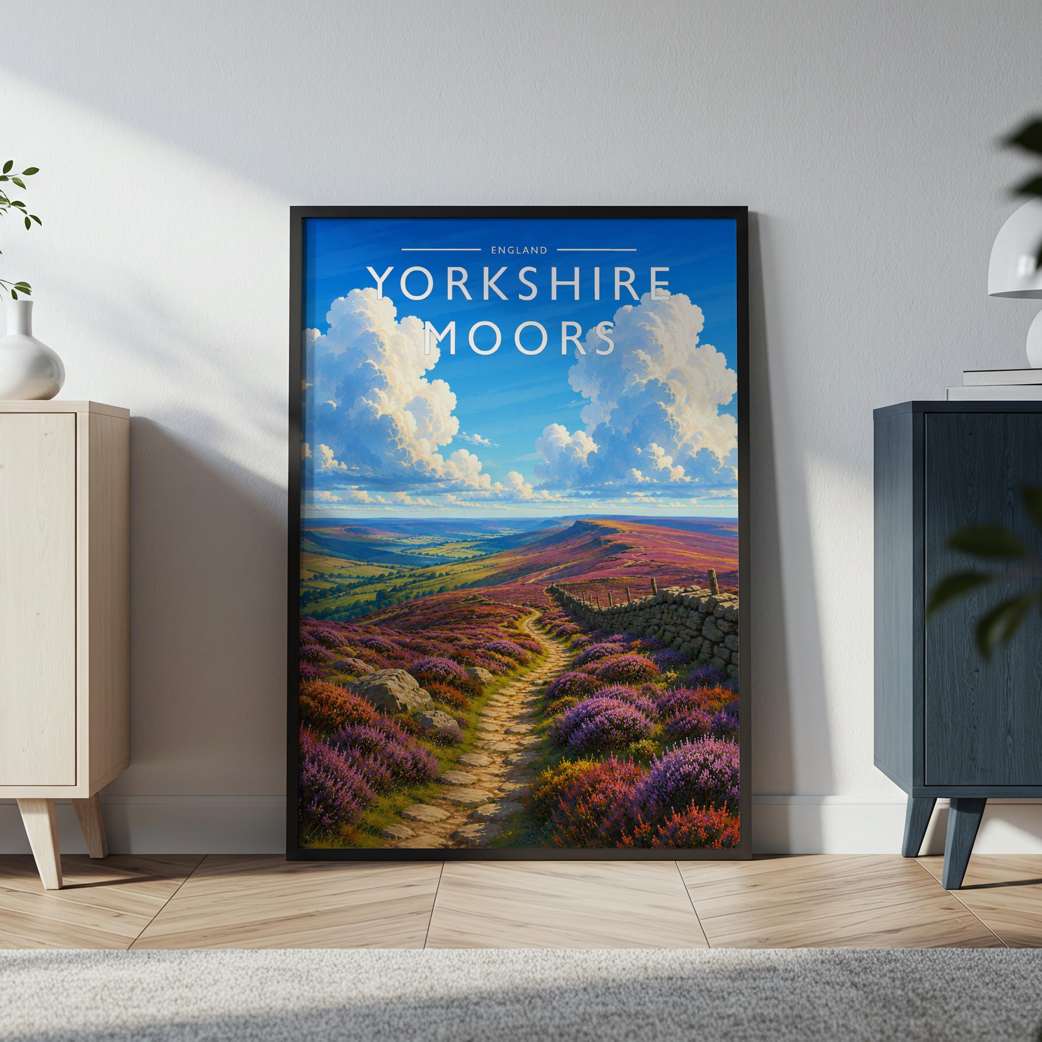 Yorkshire Moors #3 Travel Poster in a black frame