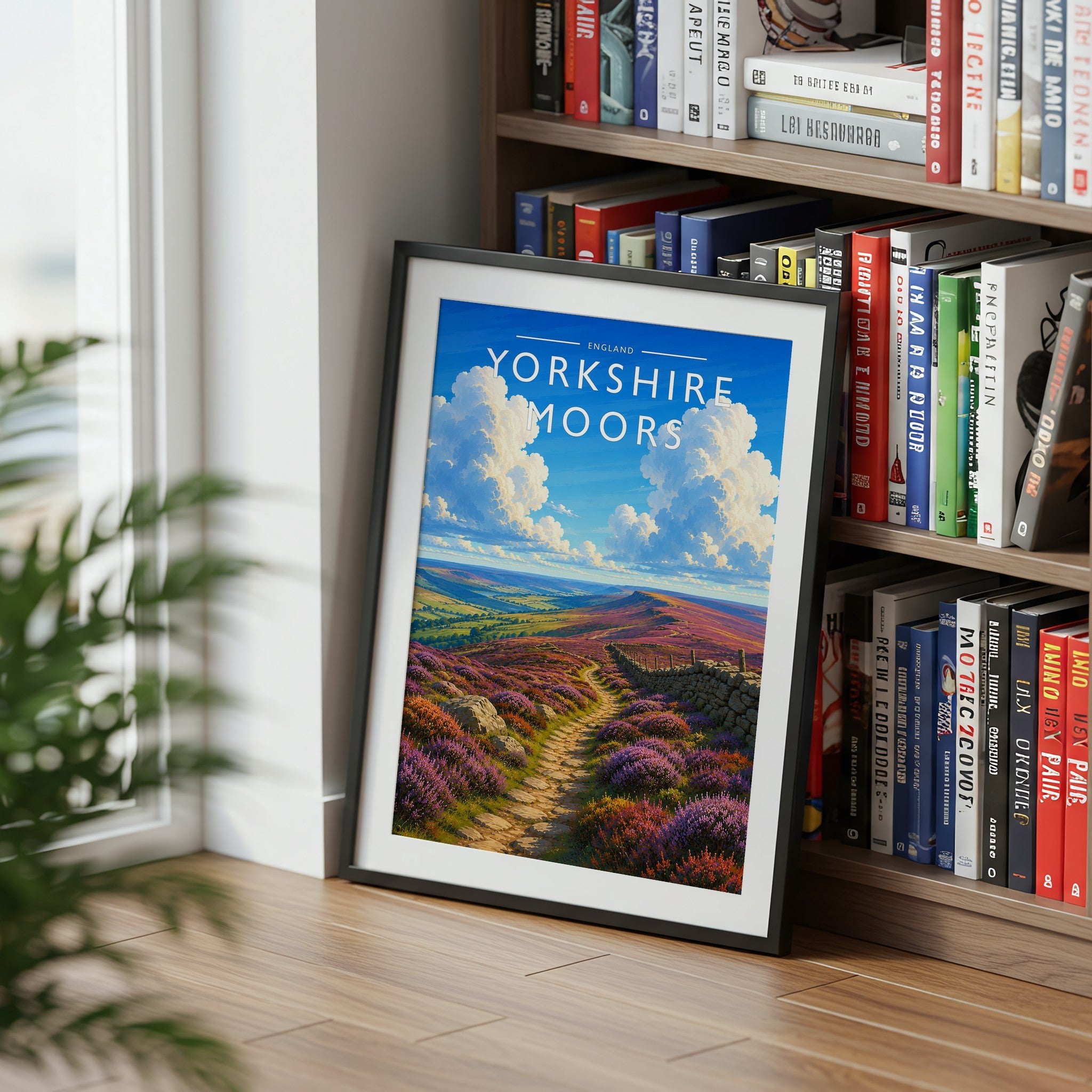 Yorkshire Moors #3 Travel Poster mounted in a black frame