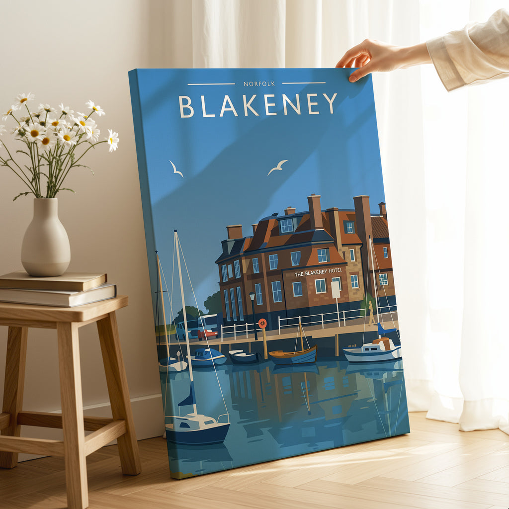 Blakeney Travel Poster as a gallery-wrapped canvas