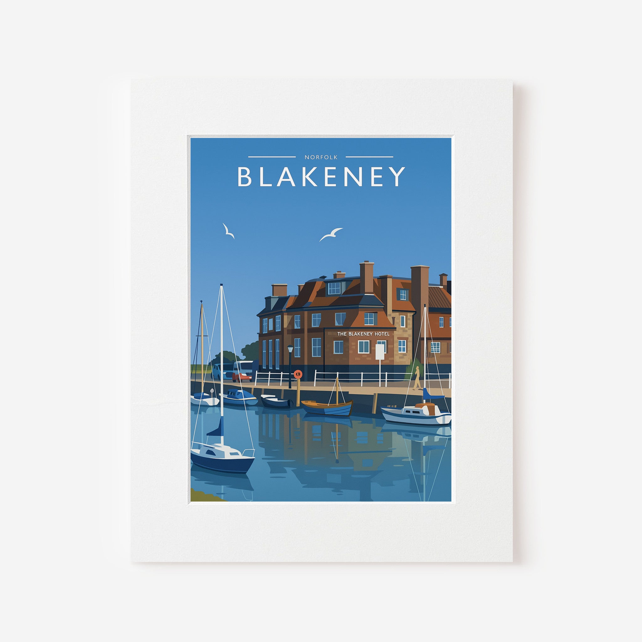 Blakeney Travel Poster in a white mount