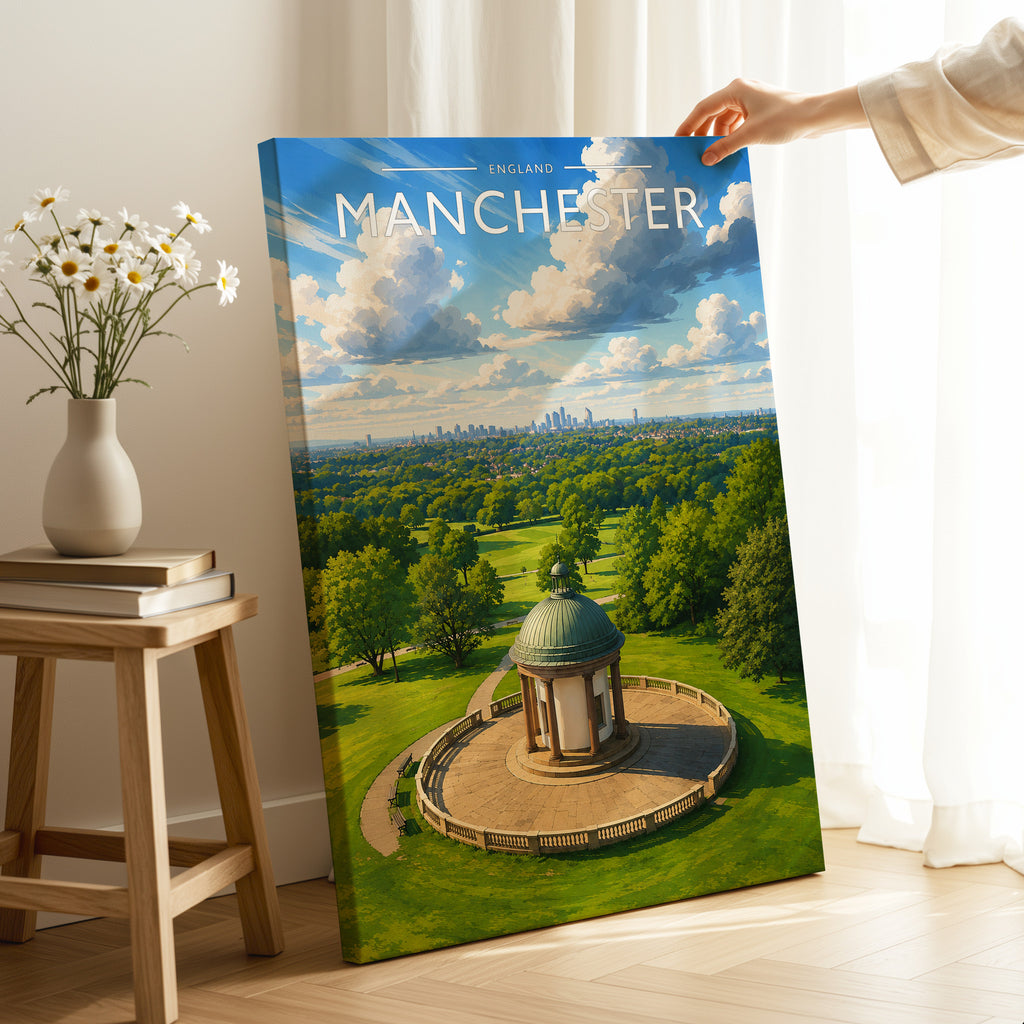Manchester #2 Travel Poster as a gallery-wrapped canvas