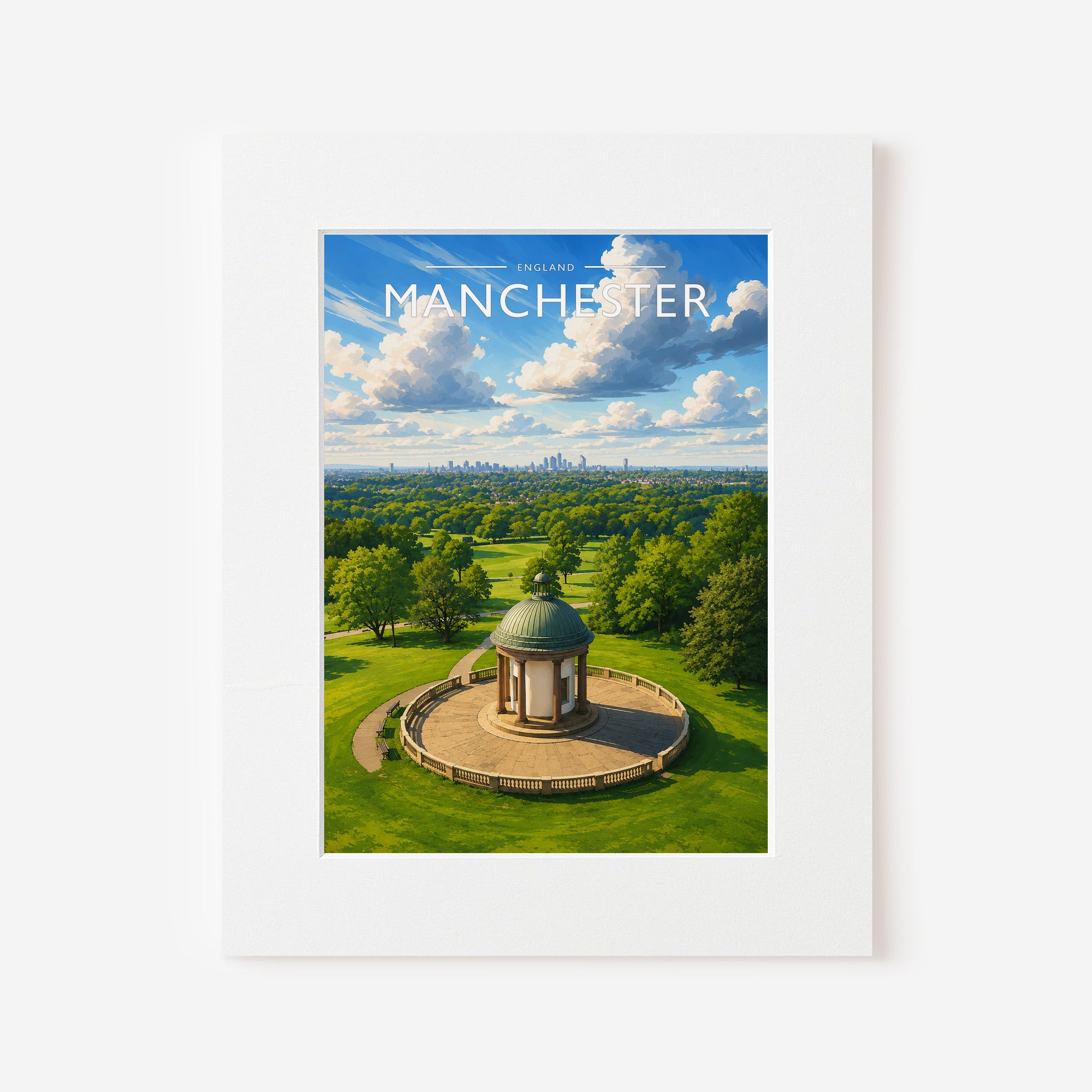 Manchester #2 Travel Poster in a white mount