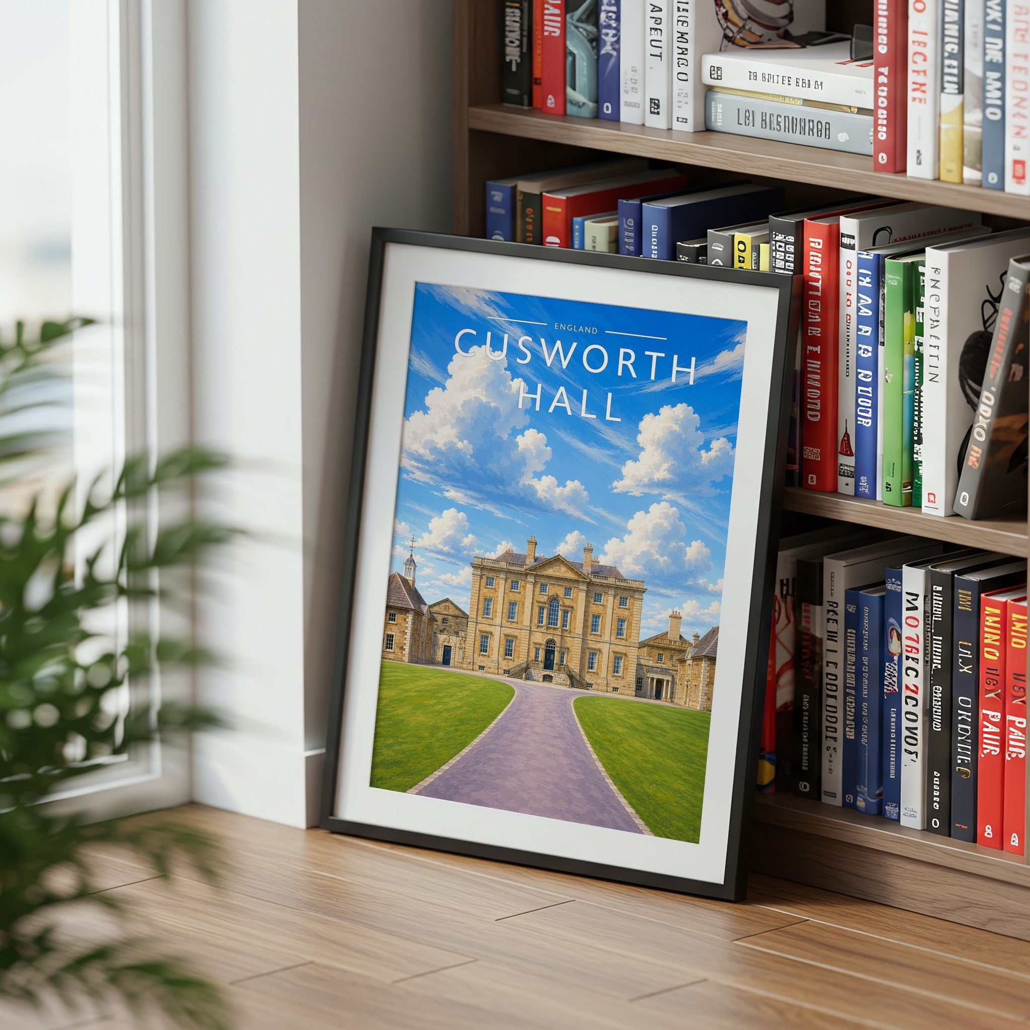 Cusworth Hall Travel Poster mounted in a black frame
