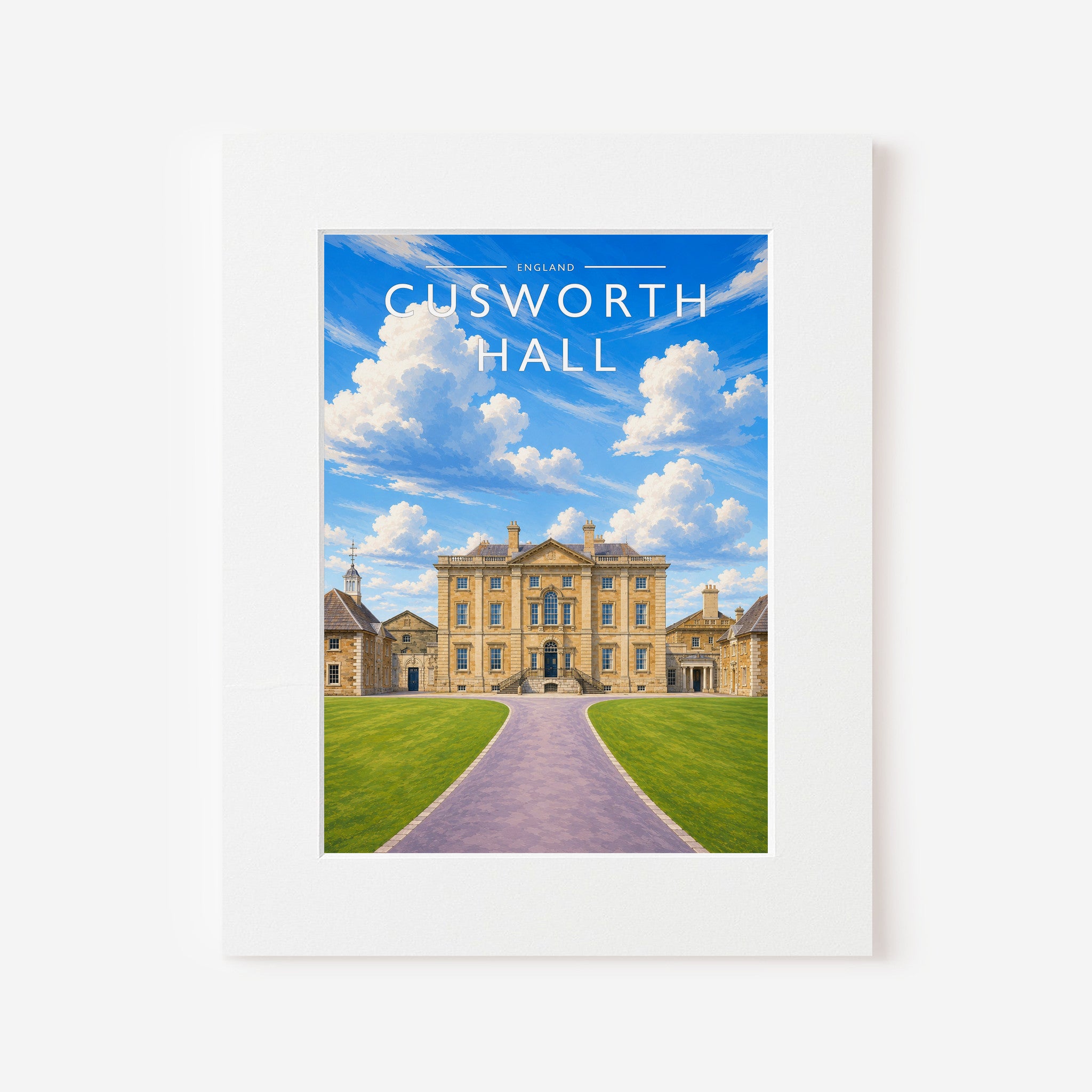 Cusworth Hall Travel Poster in a white mount