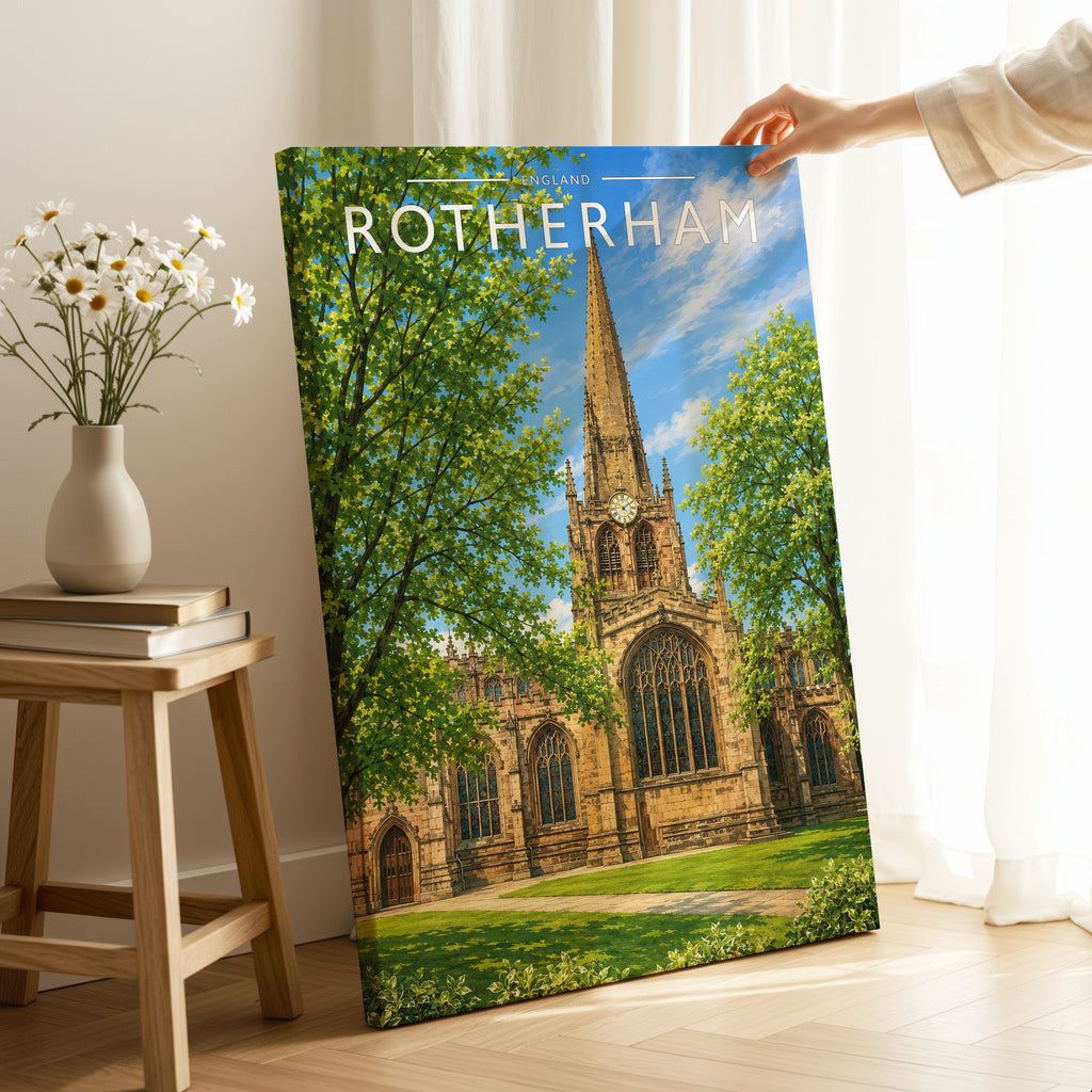 Rotherham Travel Poster as a gallery-wrapped canvas