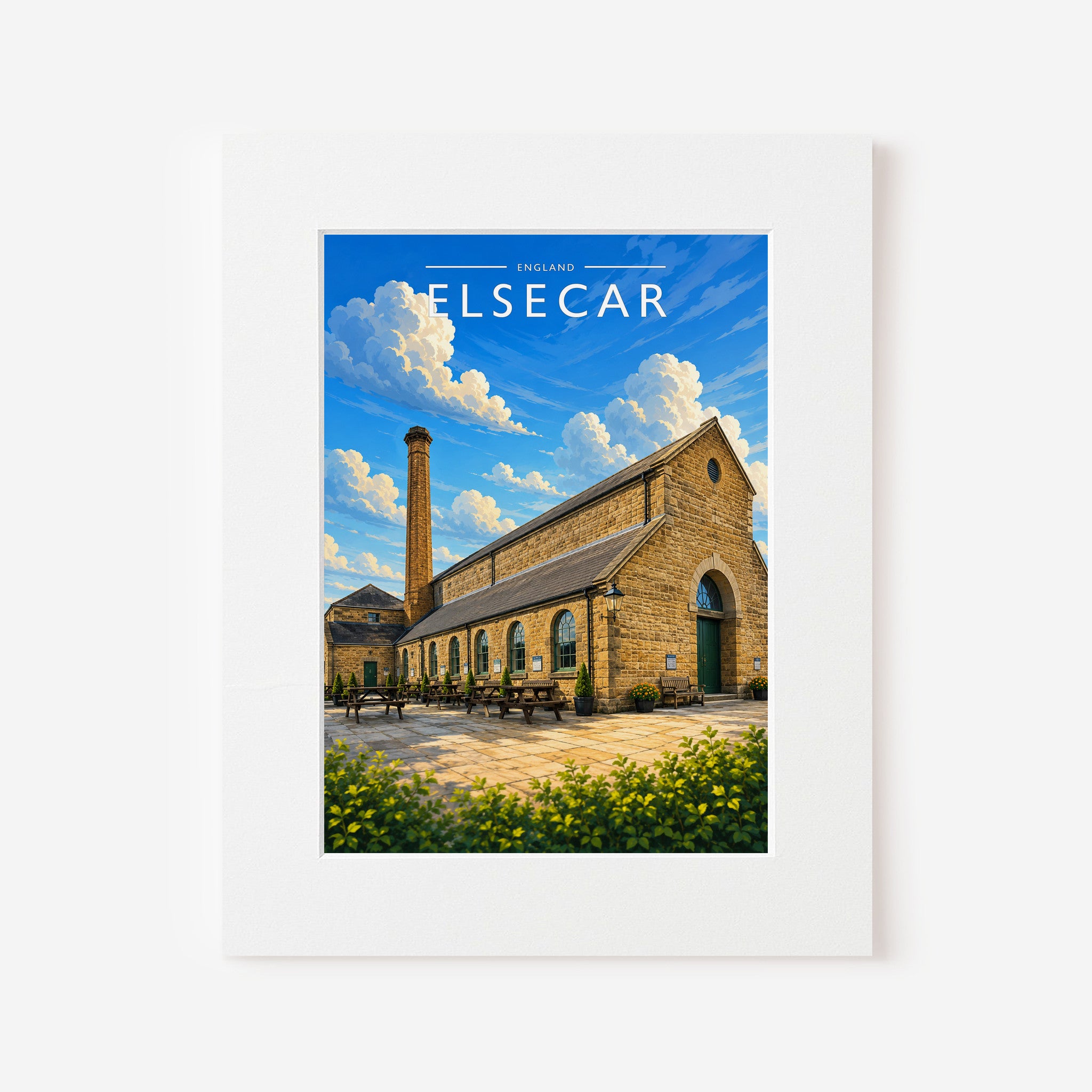 Elsecar Travel Poster in a white mount
