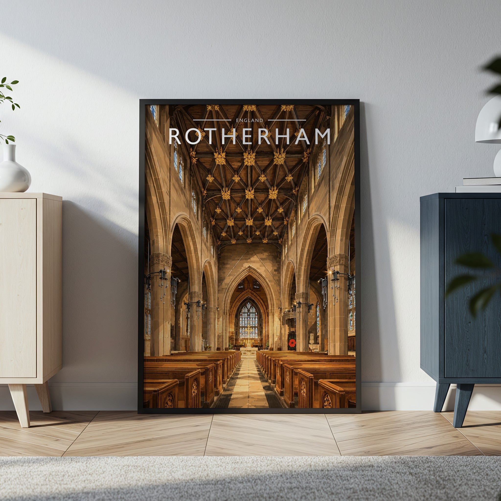Rotherham #2 Travel Poster in a black frame