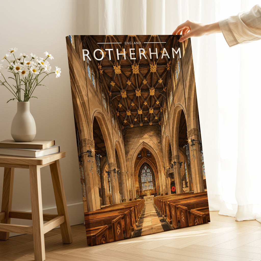 Rotherham #2 Travel Poster as a gallery-wrapped canvas