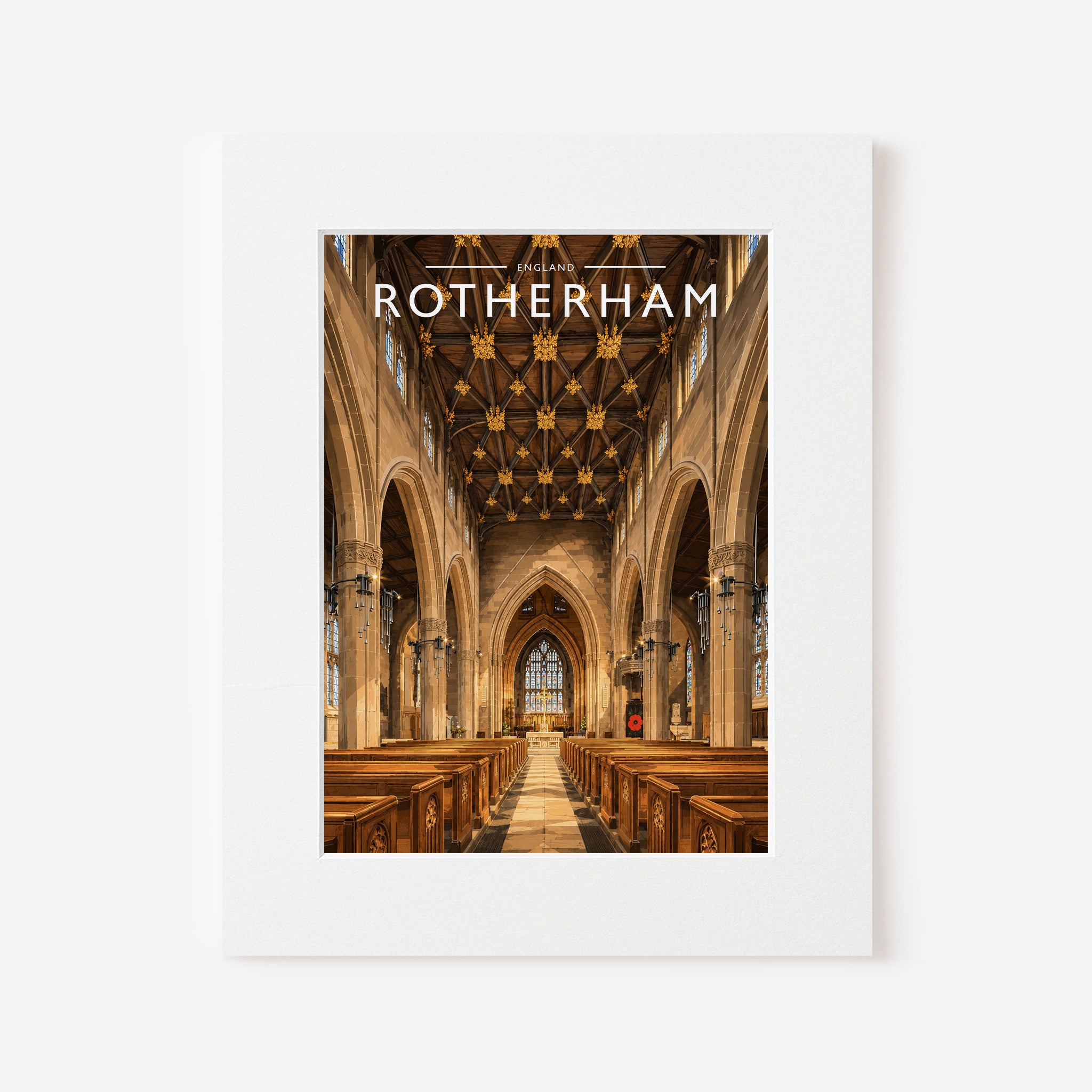 Rotherham #2 Travel Poster in a white mount