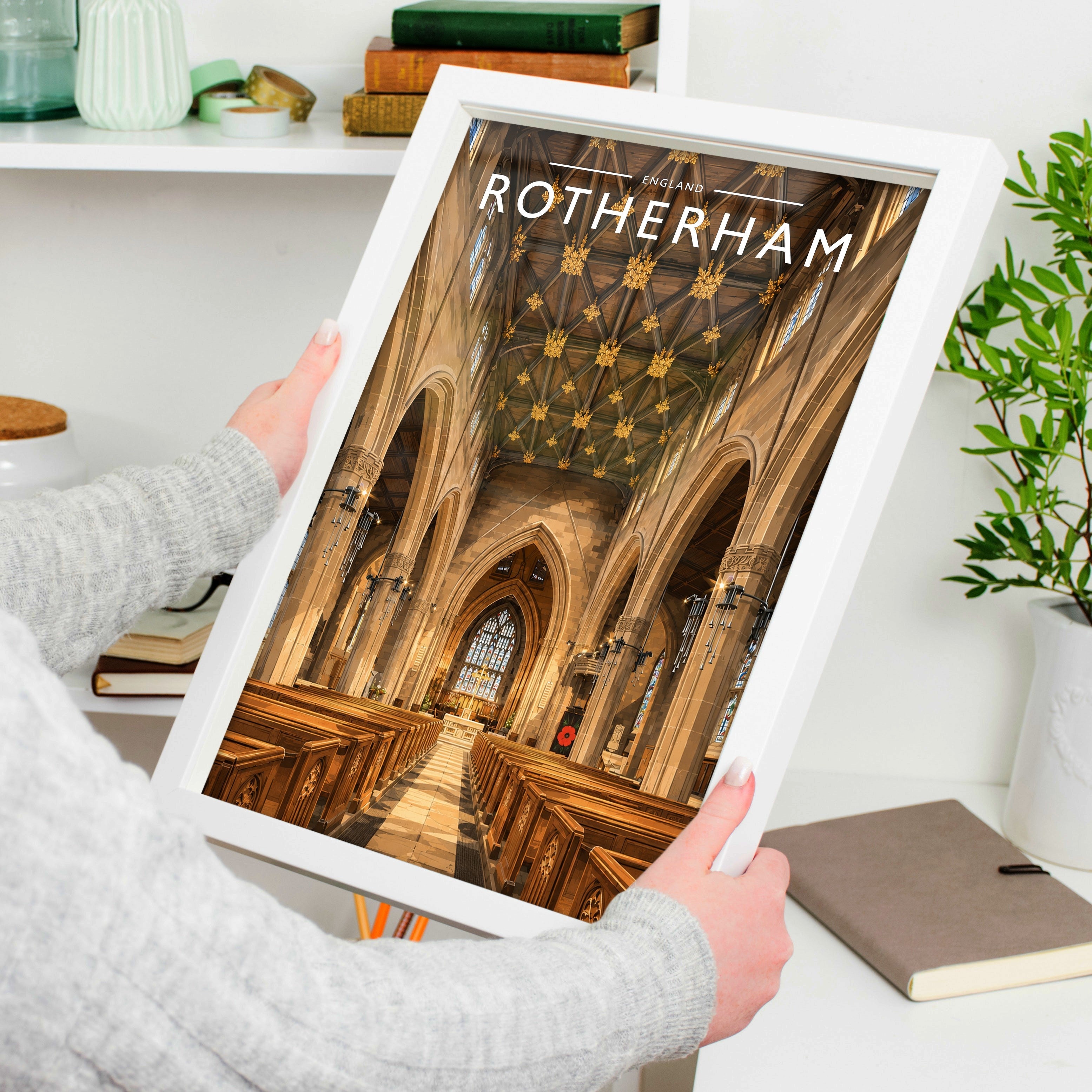 Rotherham #2 Travel Poster held in a white frame