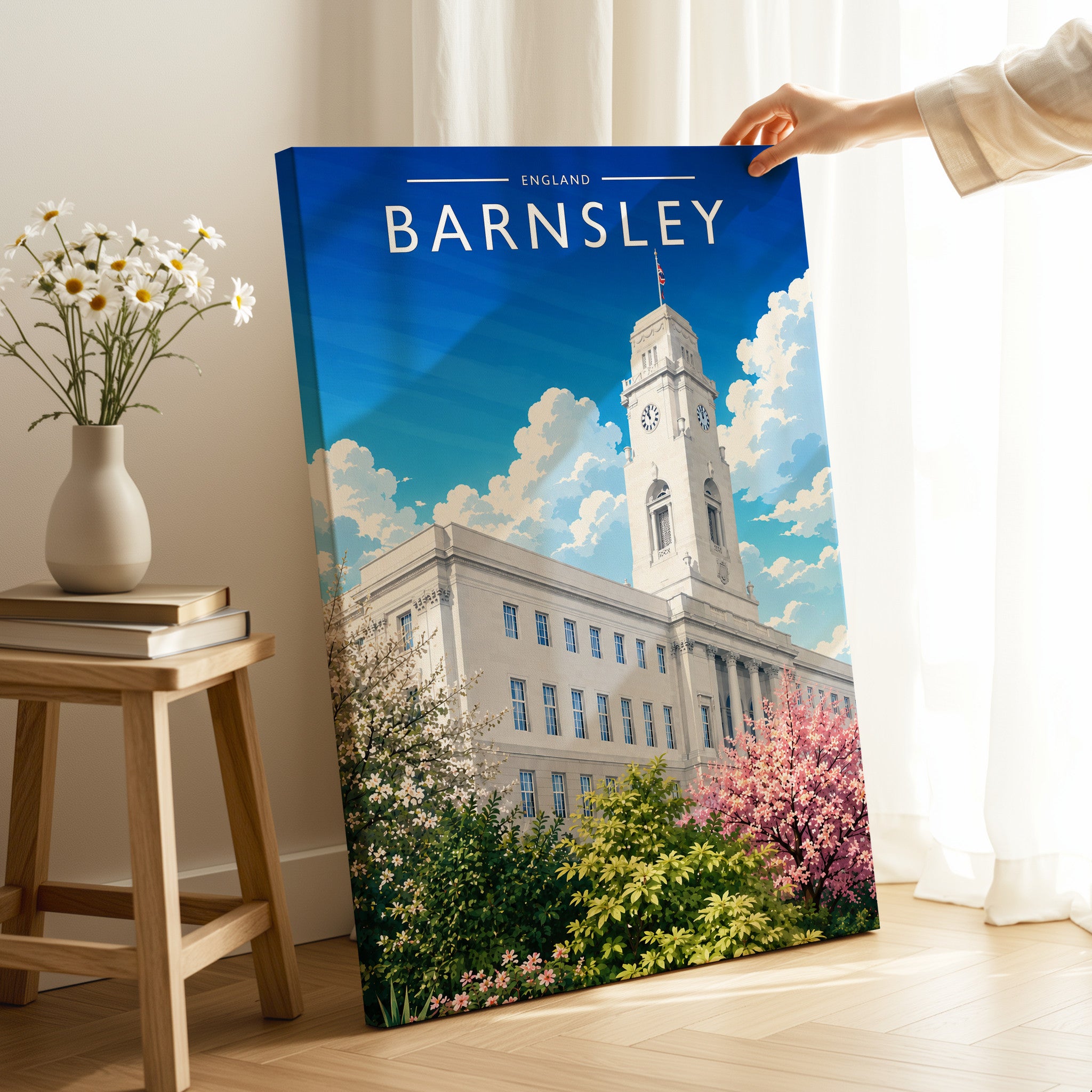Barnsley Travel Poster as a gallery-wrapped canvas