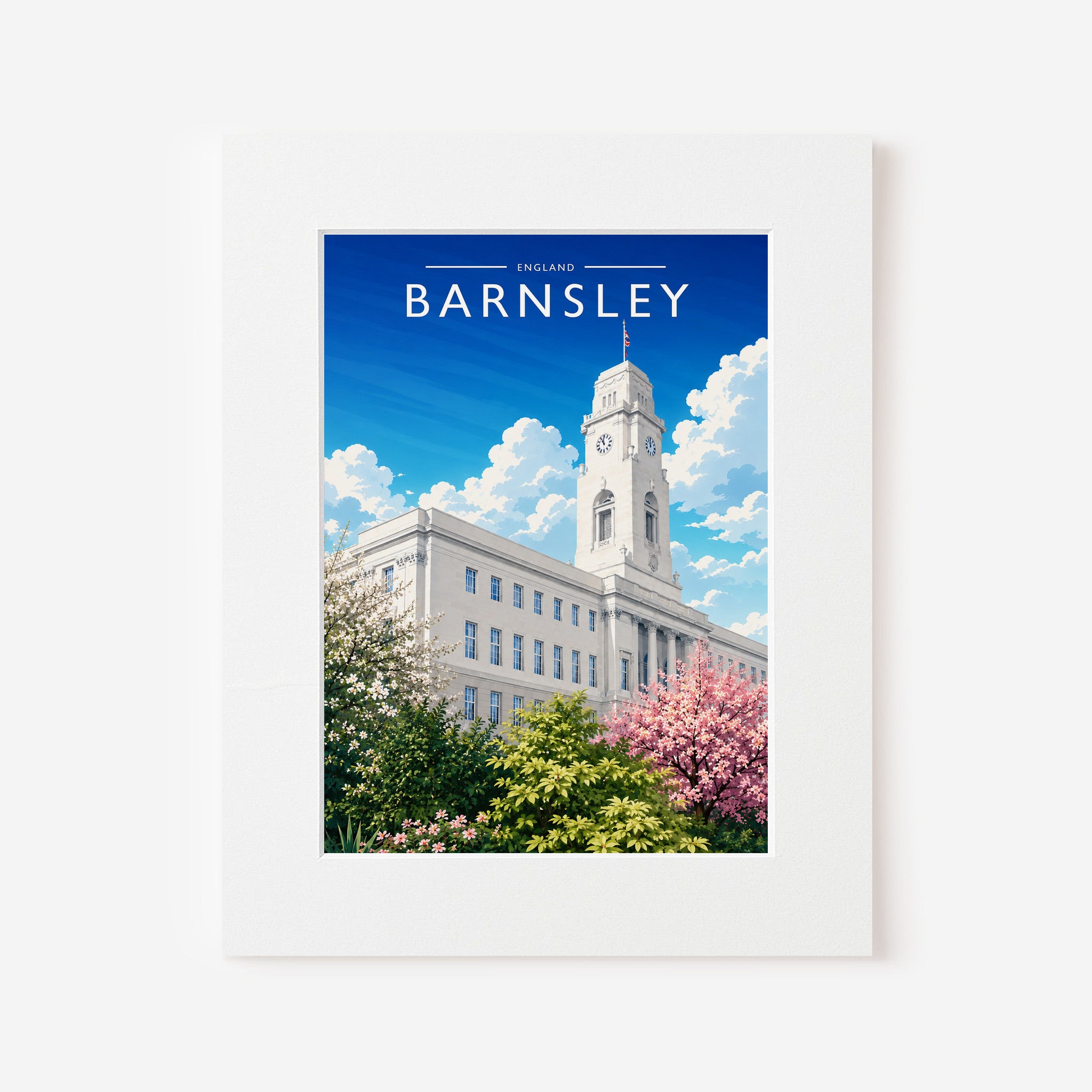 Barnsley Travel Poster in a white mount