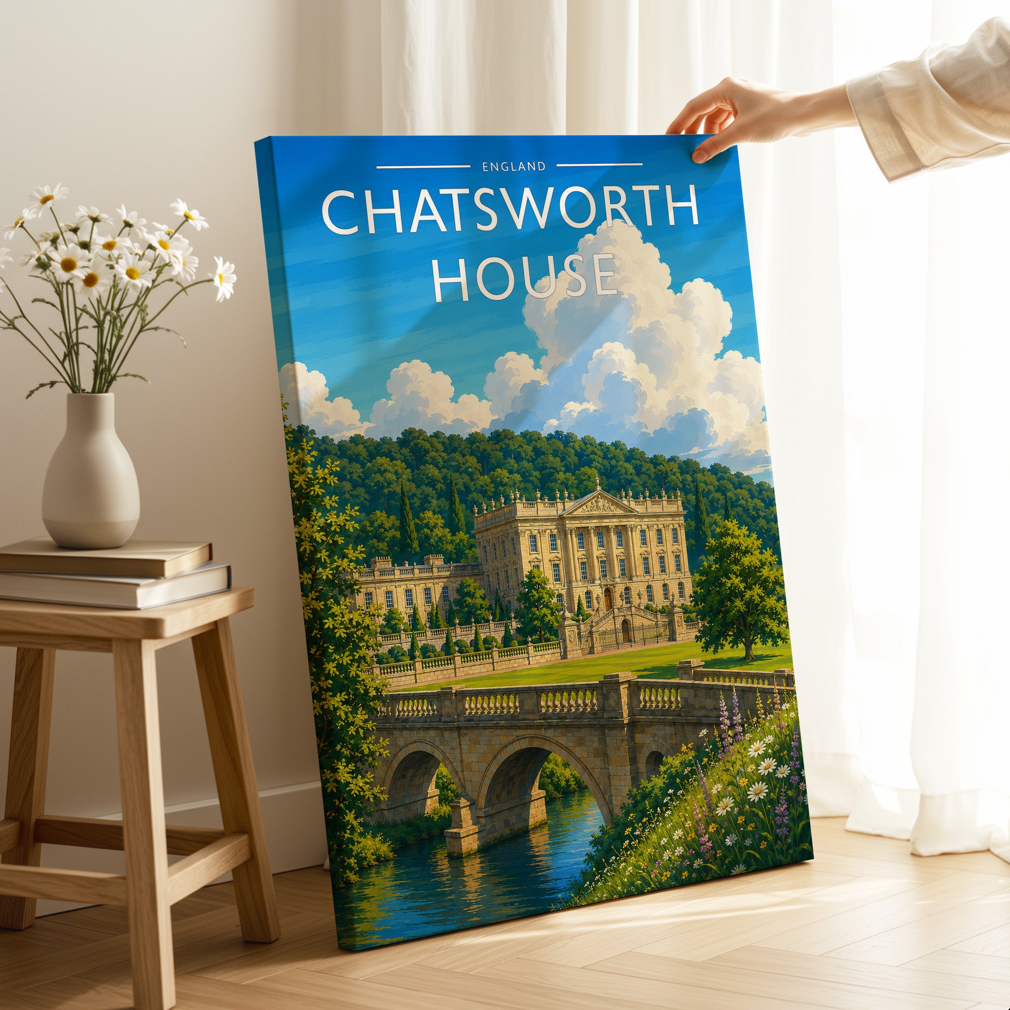 Chatsworth House Travel Poster as a gallery-wrapped canvas