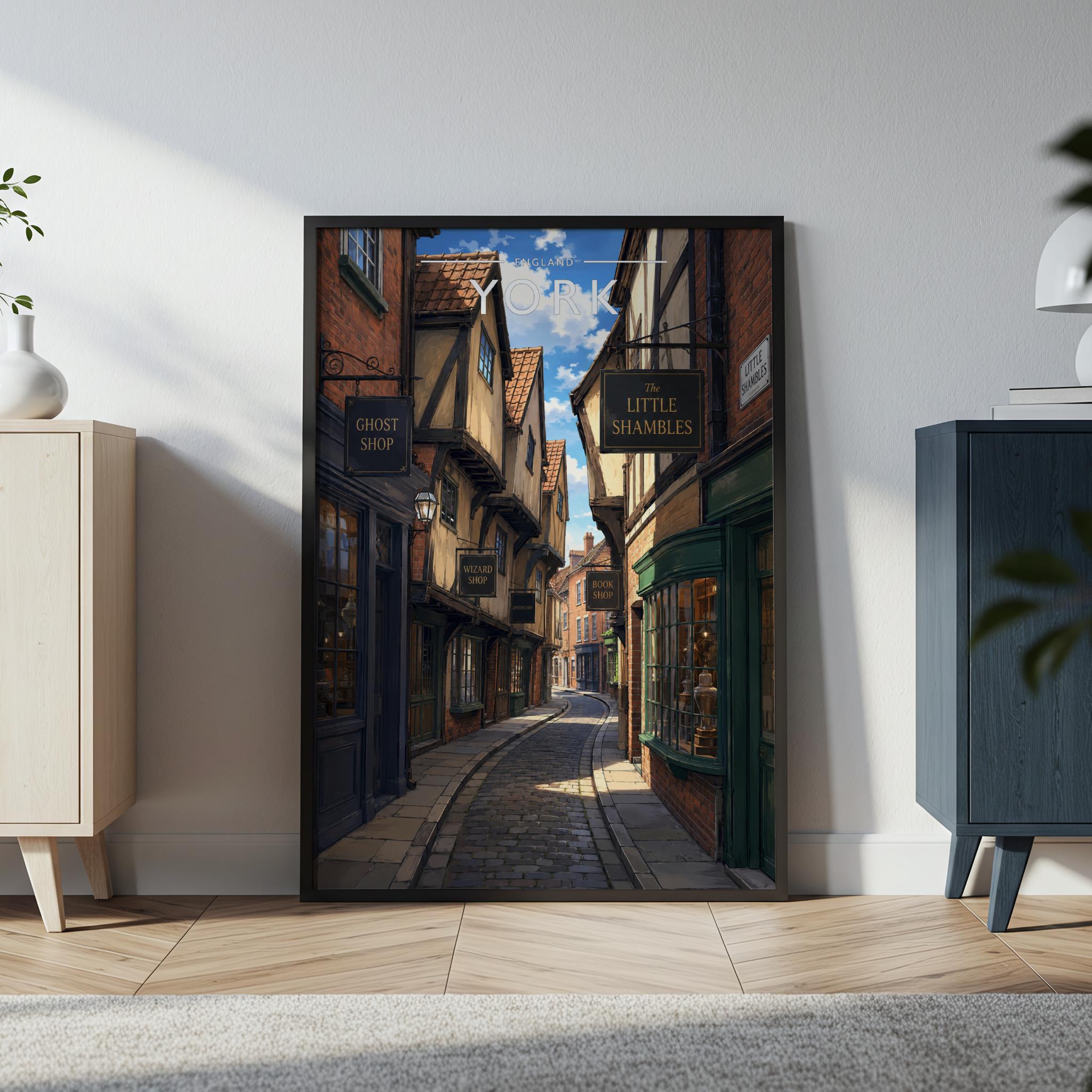 York #4 Travel Poster in a black frame