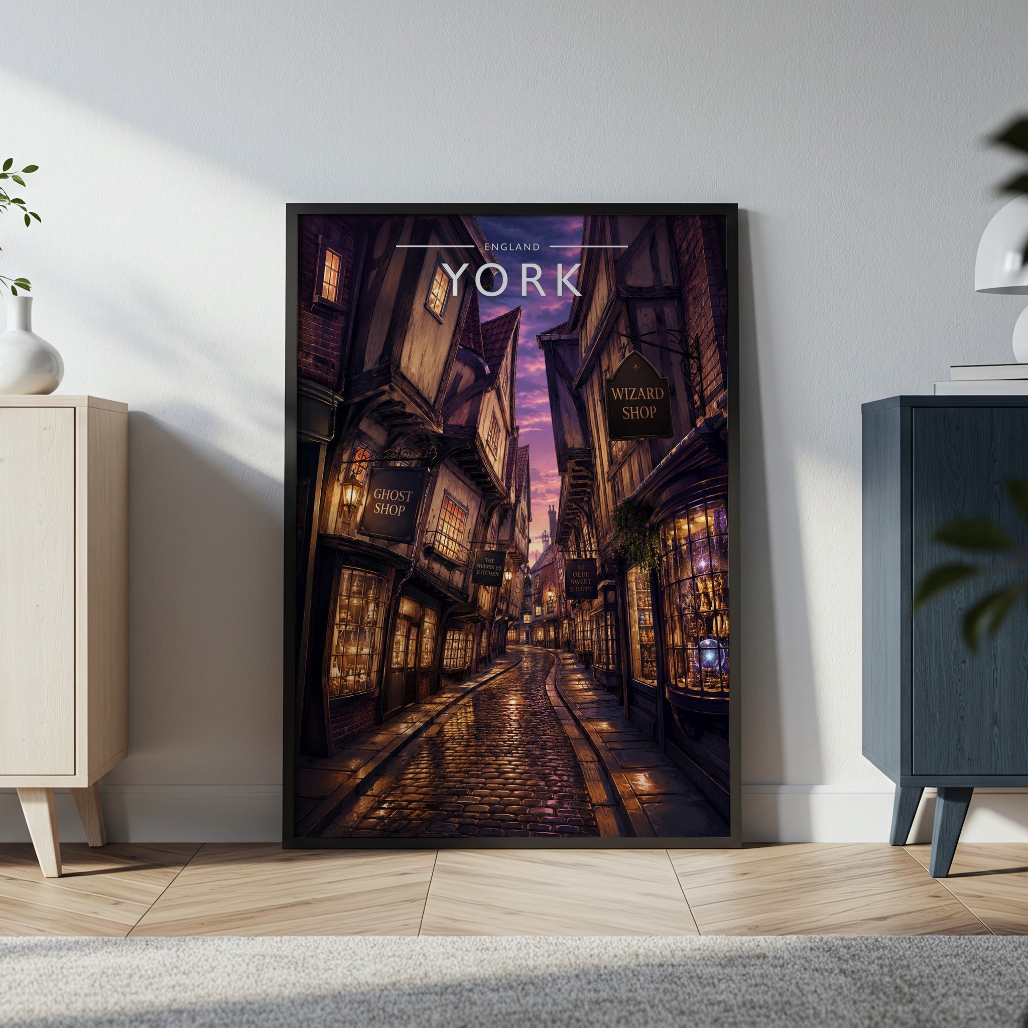 York #5 Travel Poster in a black frame