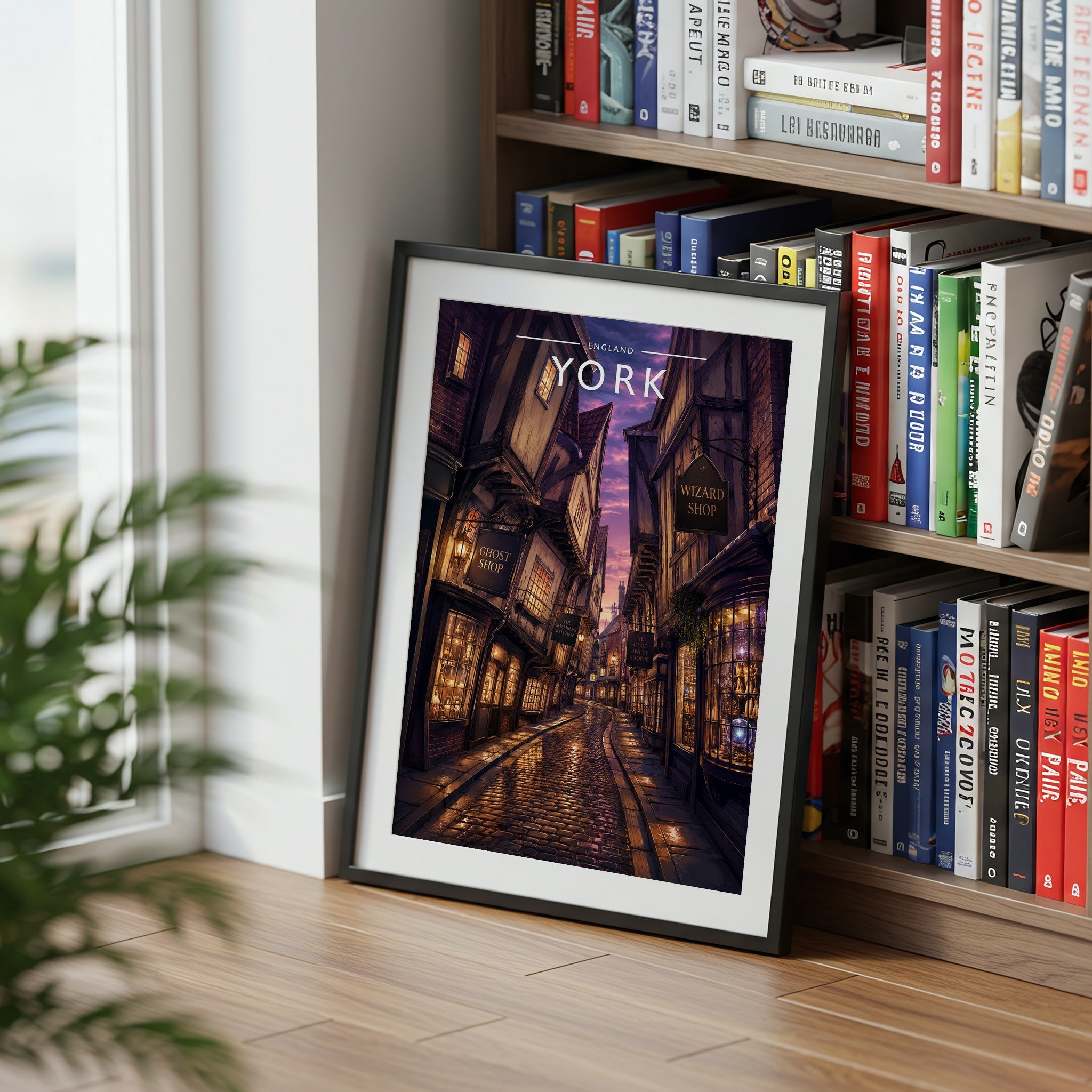 York #5 Travel Poster mounted in a black frame