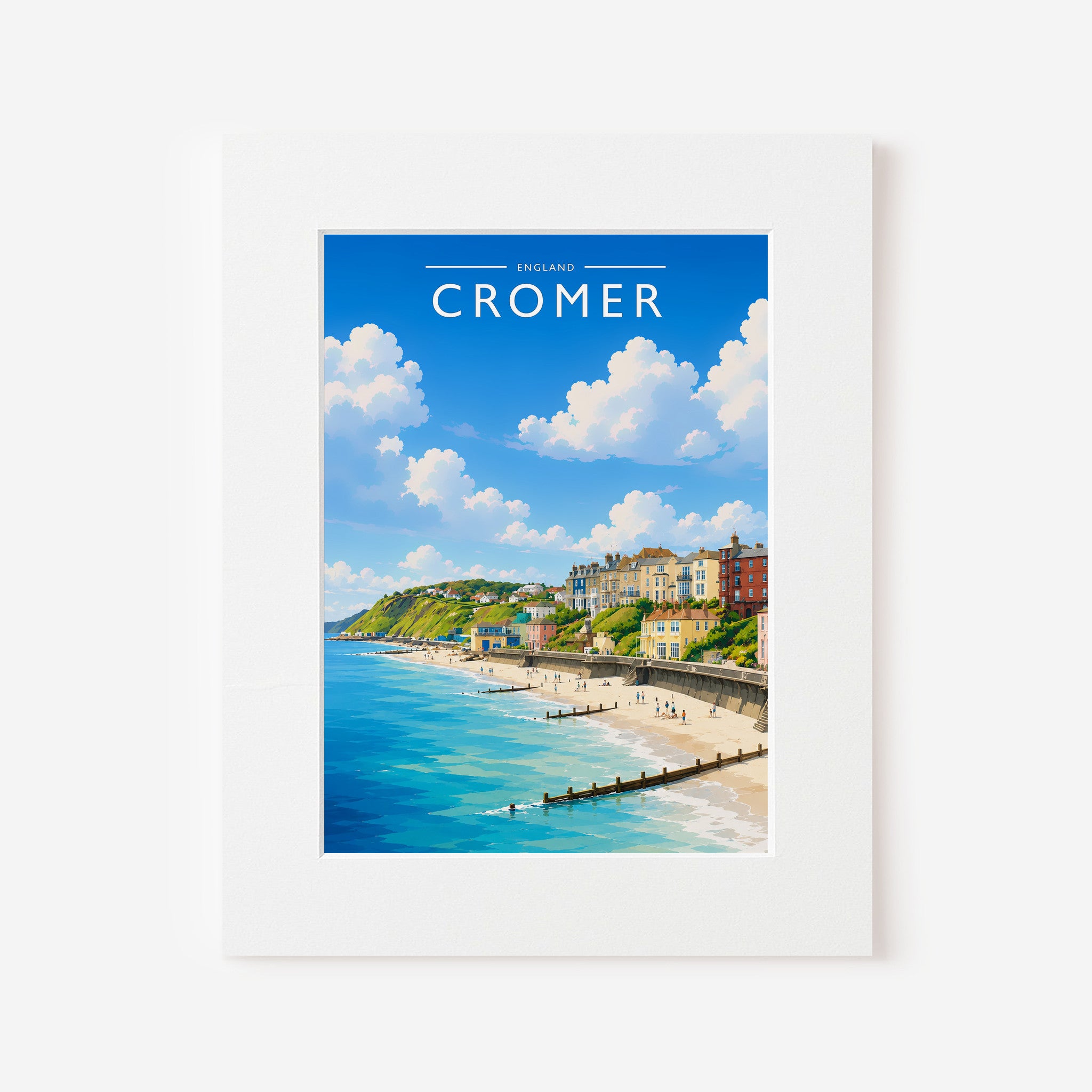 Cromer #3 Travel Poster in a white mount