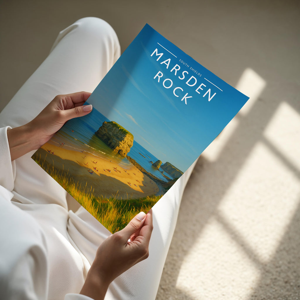 South Shields Travel Poster - A4 print held in hand