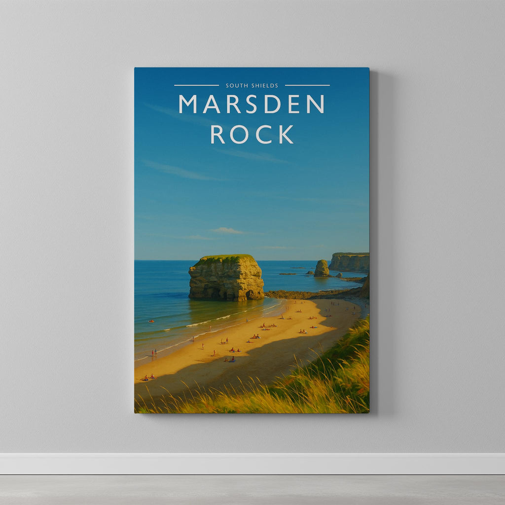 South Shields Travel Poster as a gallery-wrapped canvas on a plain wall