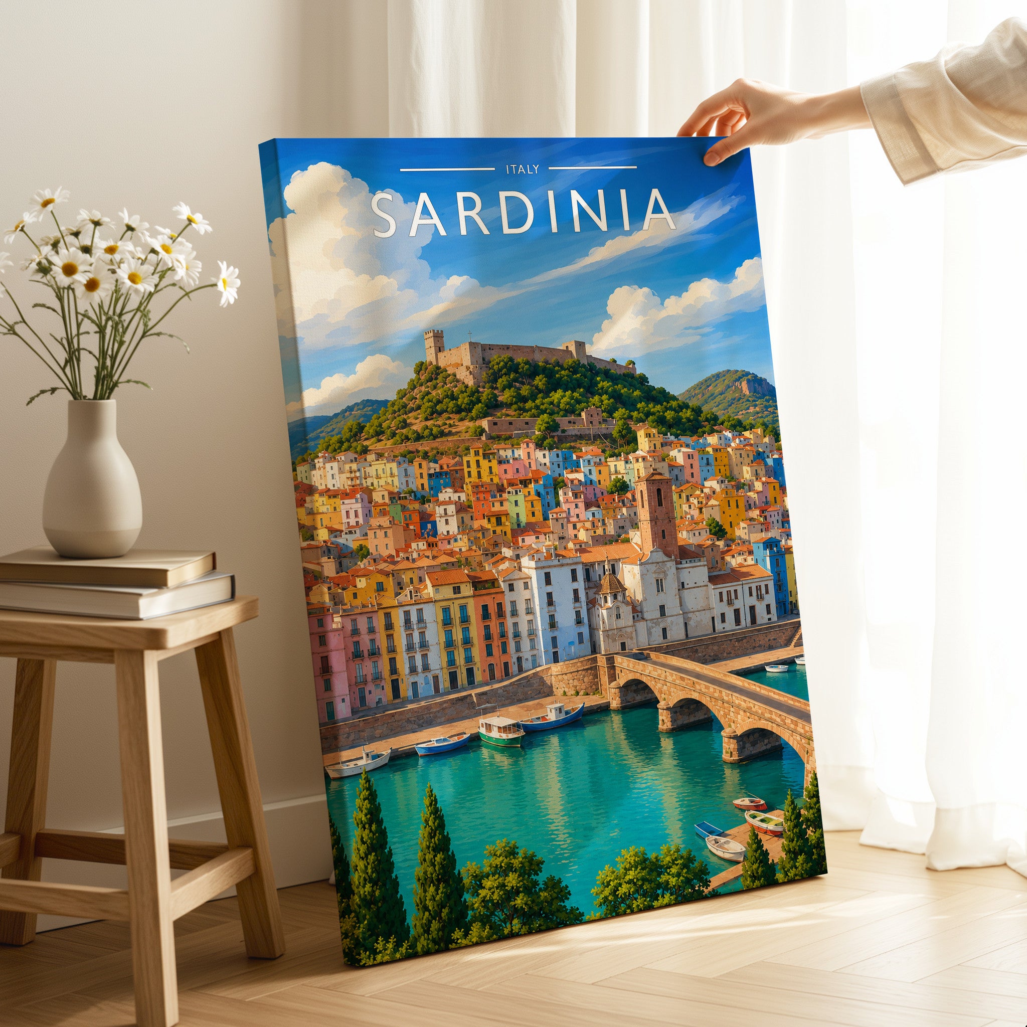 Sardinia Travel Poster as a gallery-wrapped canvas