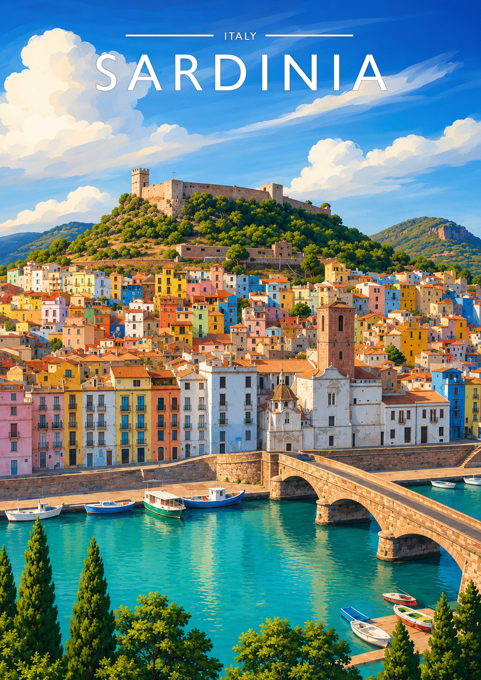 Sardinia Travel Poster - A4 travel poster print