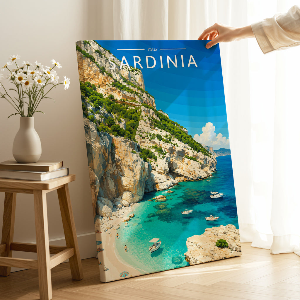 Sardinia #2 Travel Poster as a gallery-wrapped canvas