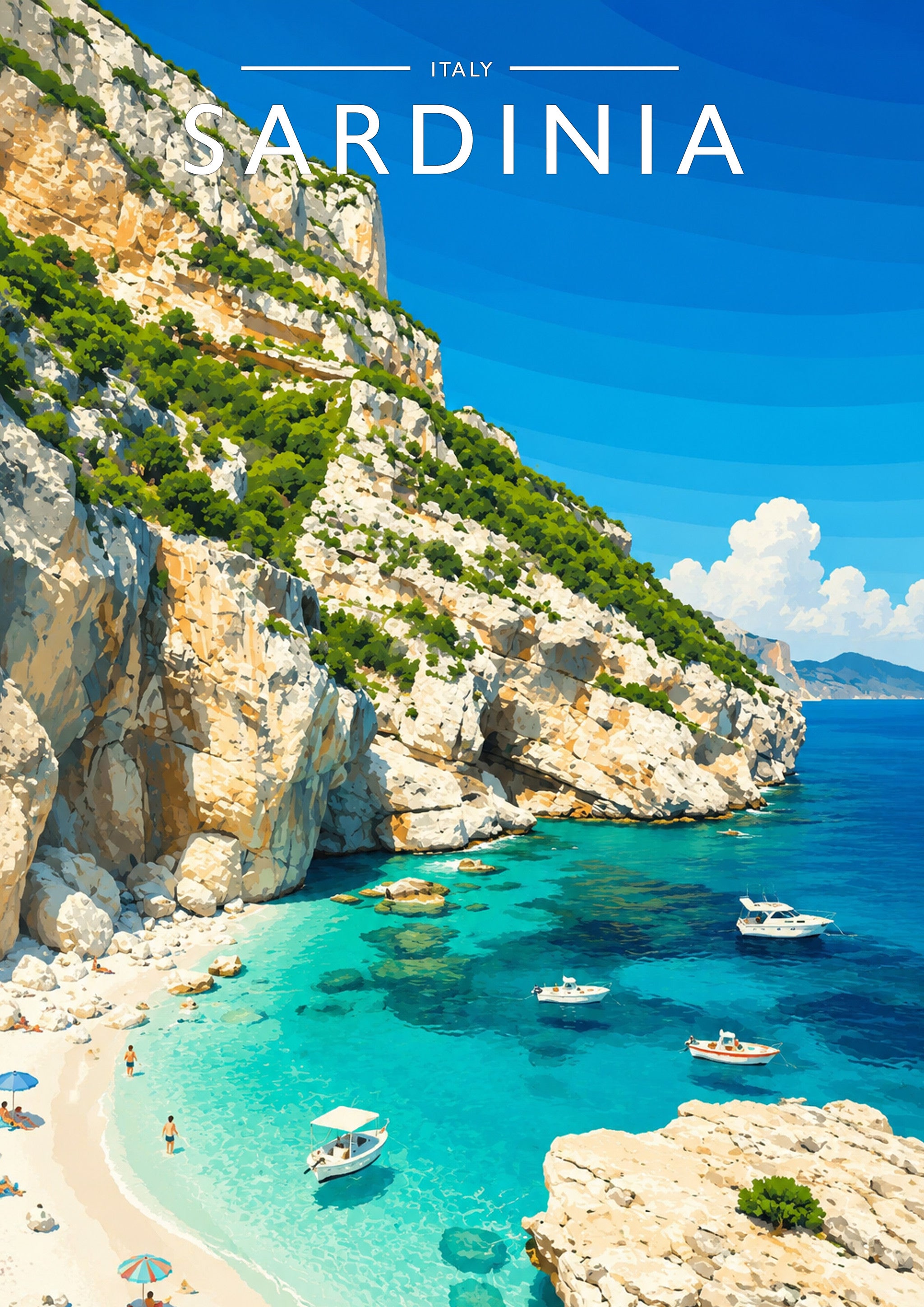 Sardinia #2 Travel Poster - A4 travel poster print
