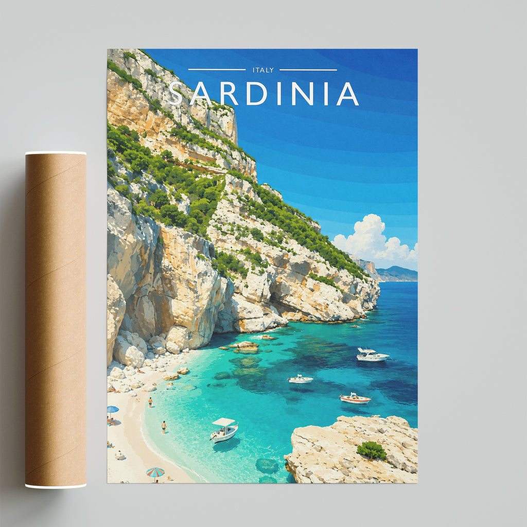 Sardinia #2 Travel Poster - fine art print with shipping tube