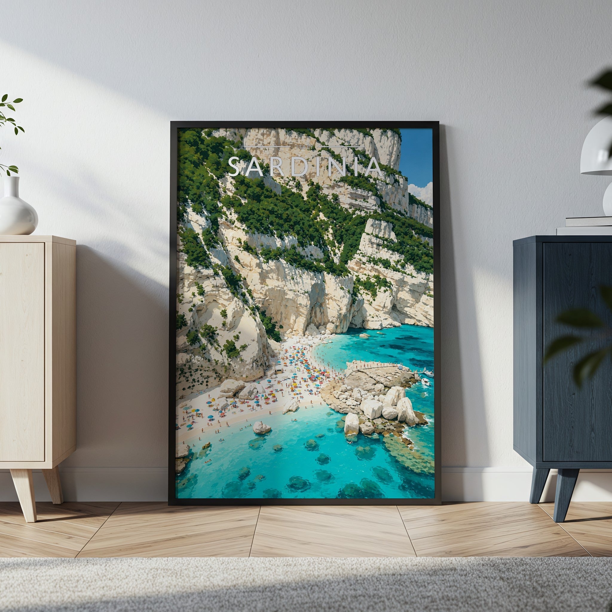 Sardinia #3 Travel Poster in a black frame