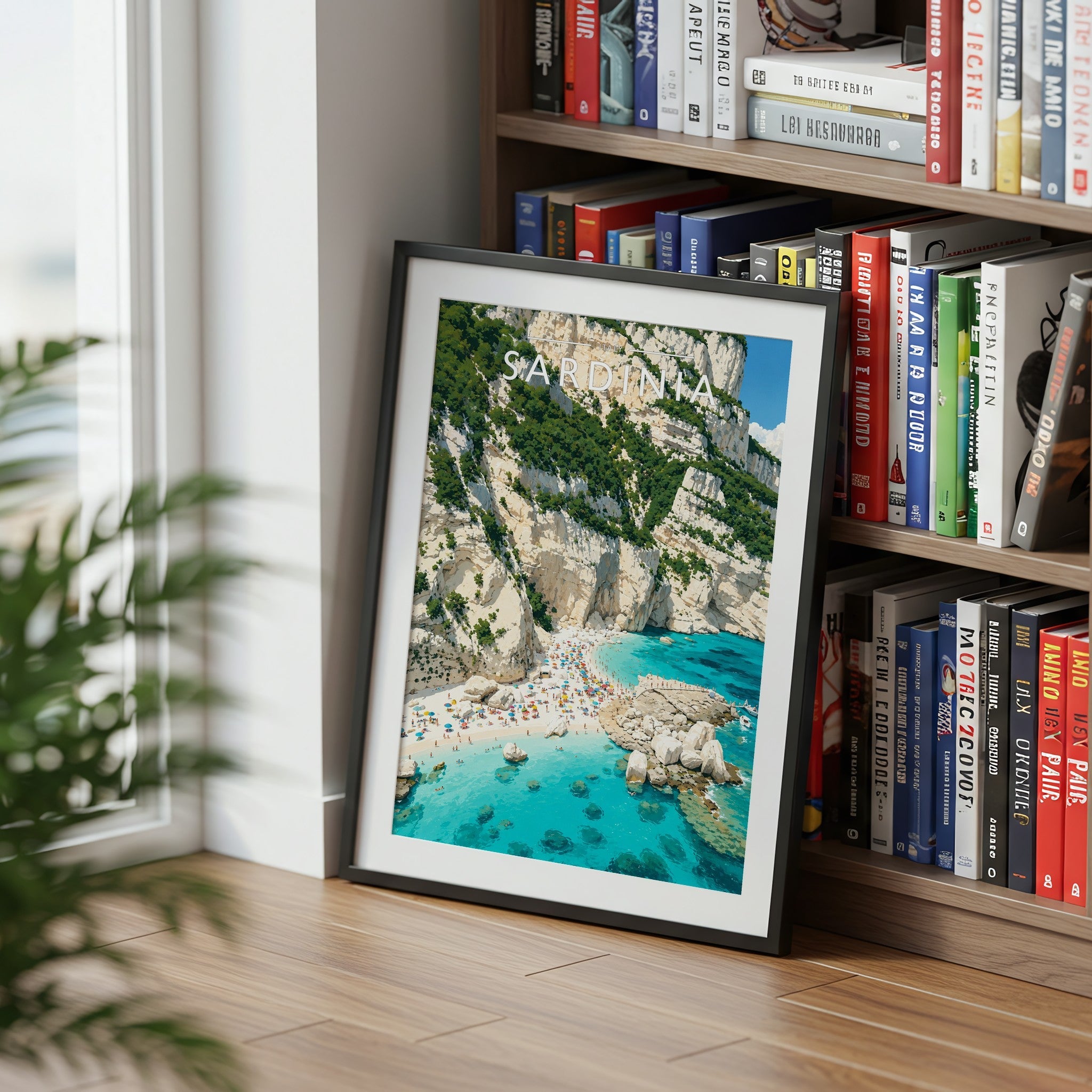 Sardinia #3 Travel Poster mounted in a black frame