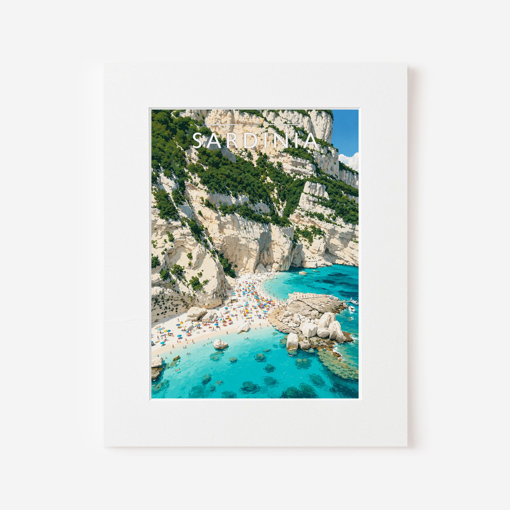 Sardinia #3 Travel Poster in a white mount
