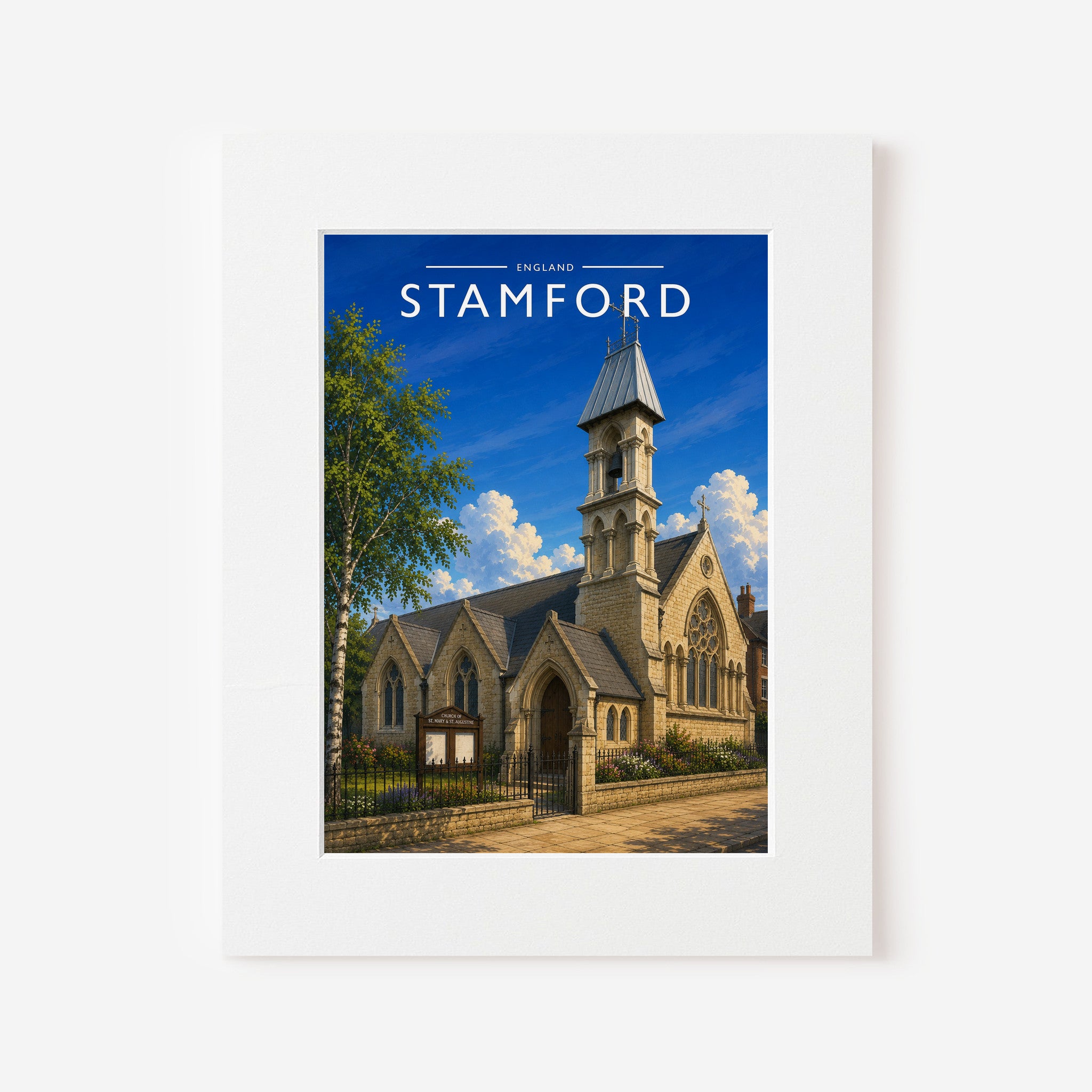 Stamford #14 Travel Poster in a white mount