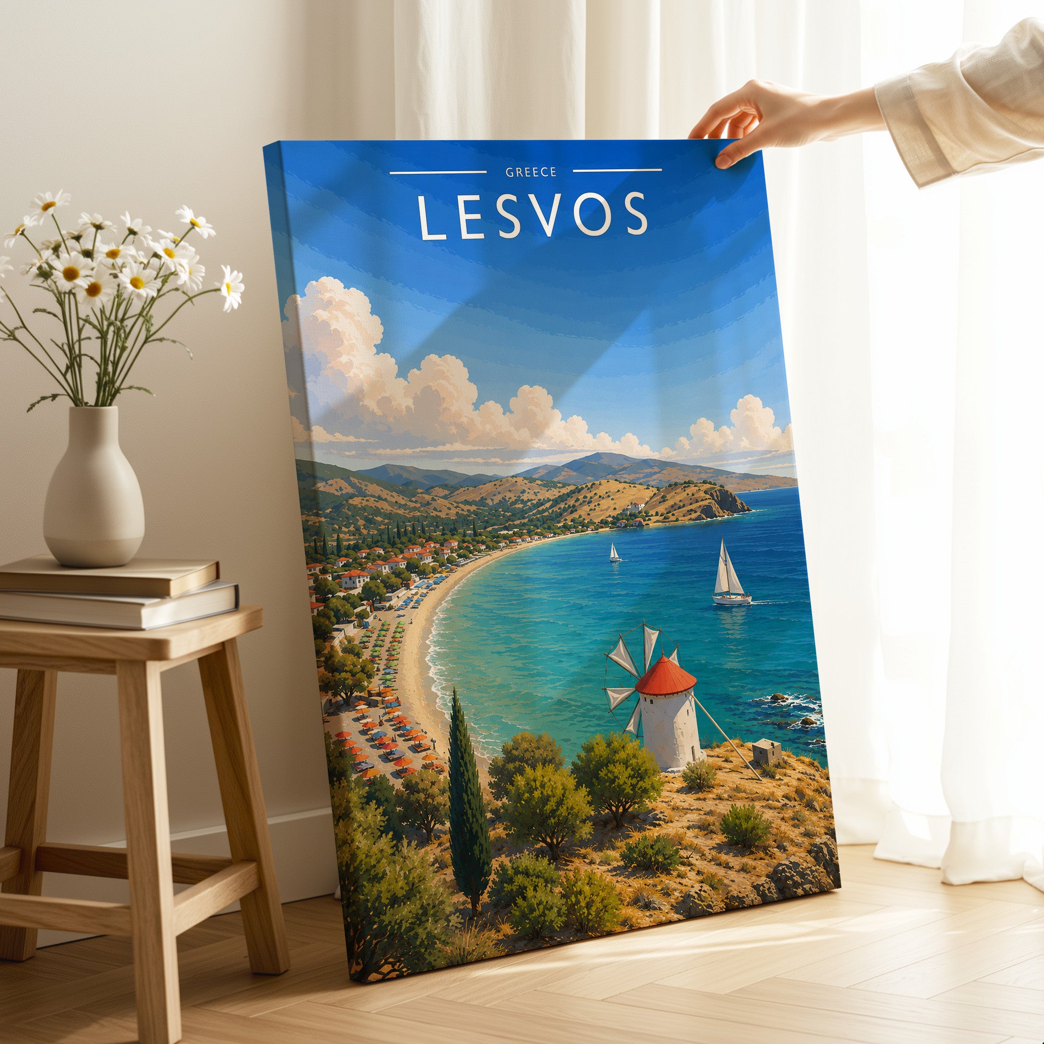 Lesvos Travel Poster as a gallery-wrapped canvas