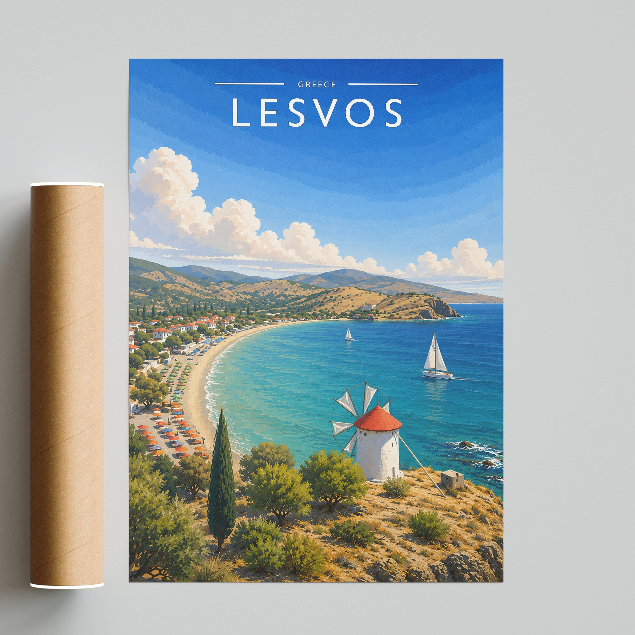Lesvos Travel Poster - fine art print with shipping tube