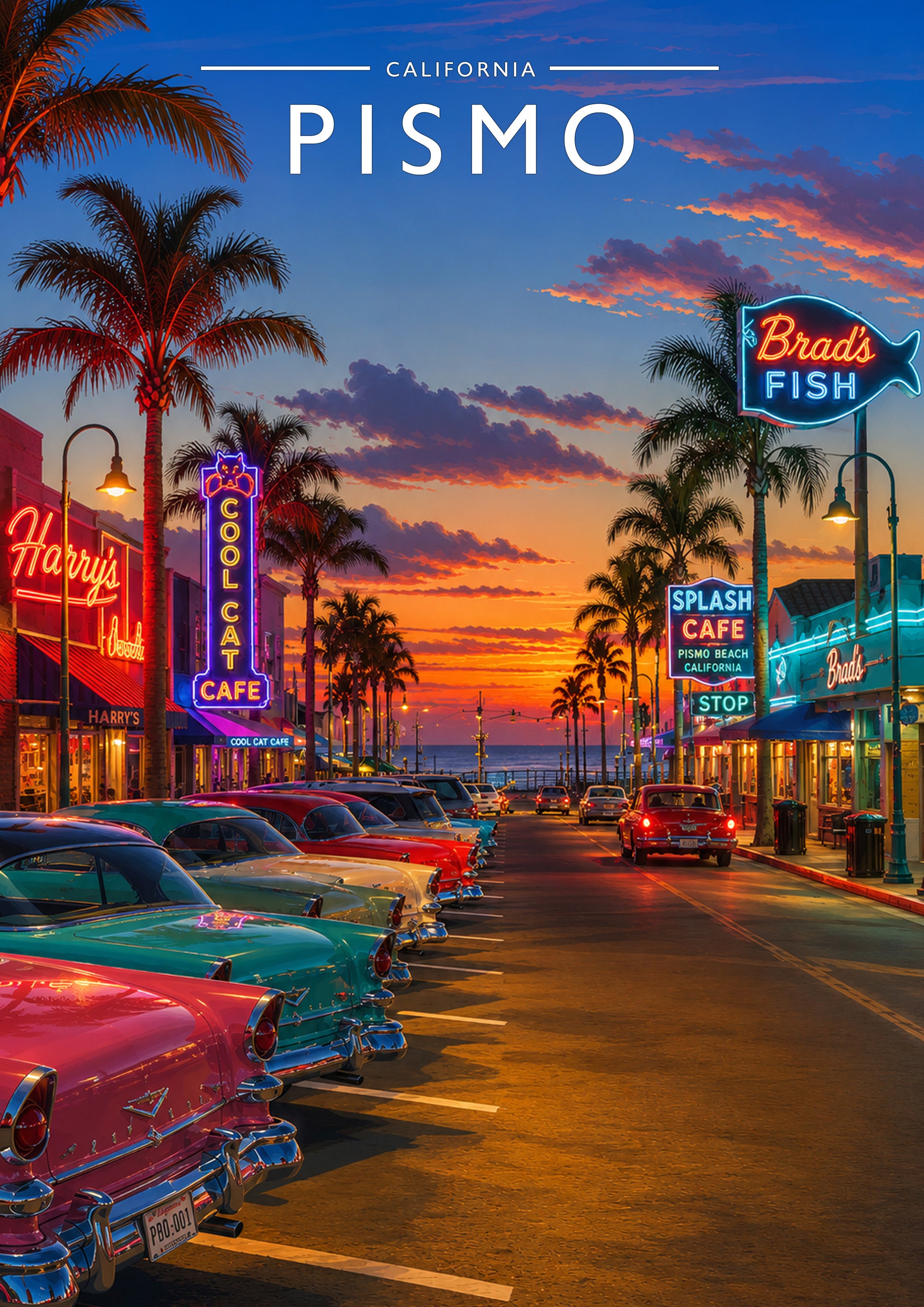 Pismo Travel Poster - A4 travel poster print