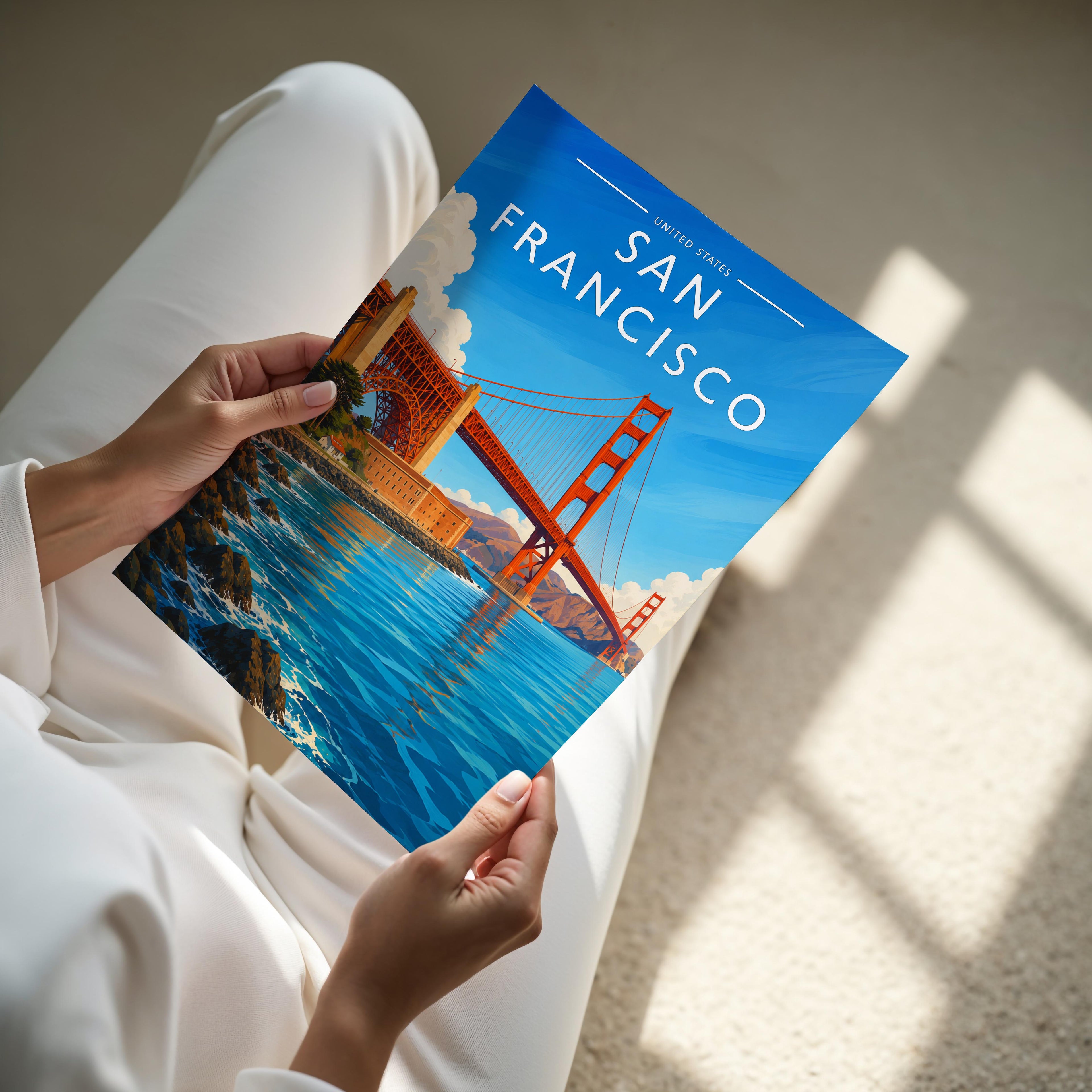 San Francisco #2 Travel Poster - A4 print held in hand