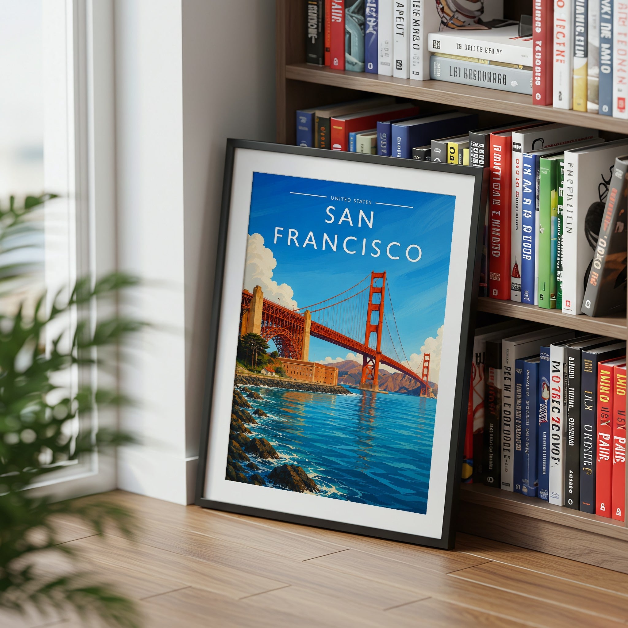 San Francisco #2 Travel Poster mounted in a black frame