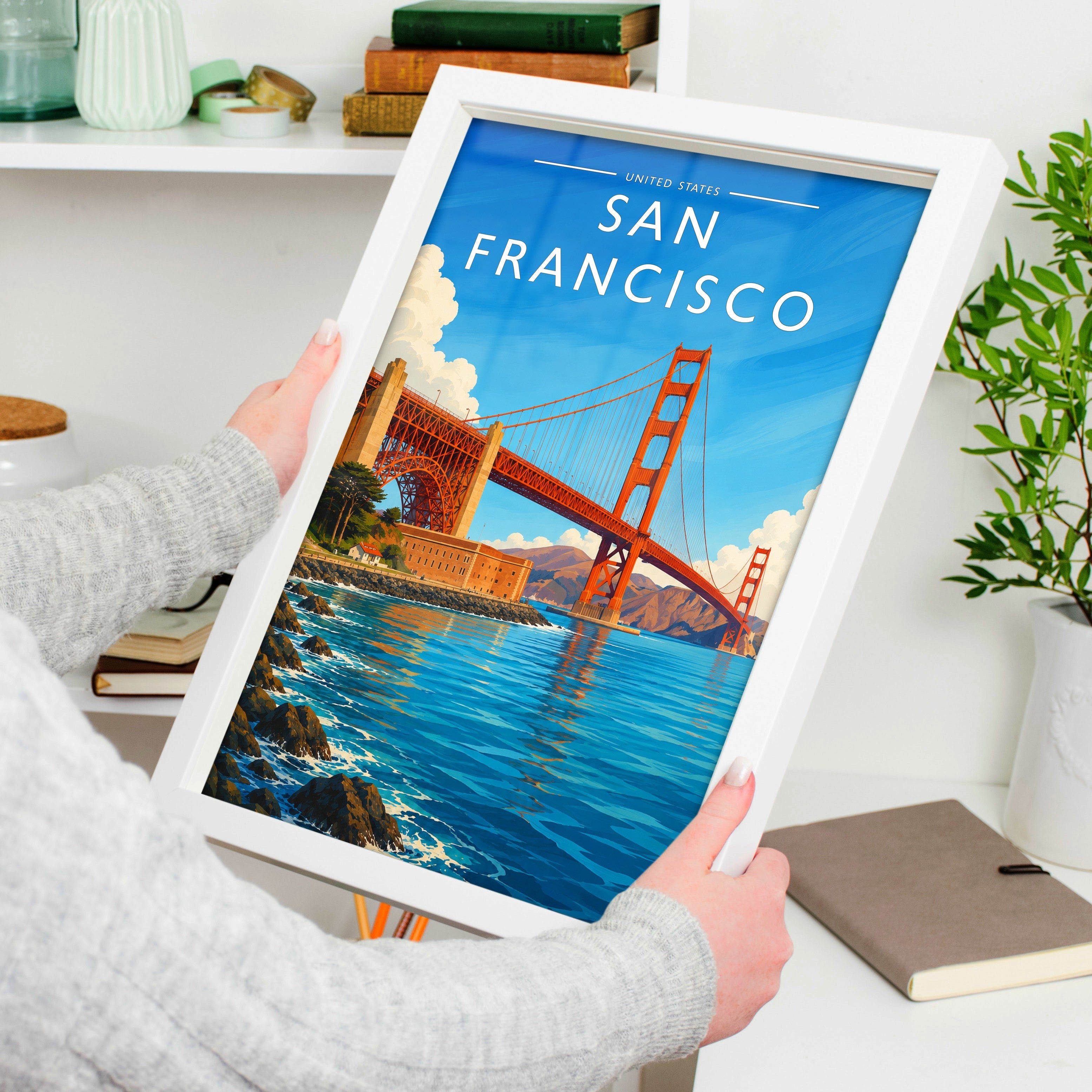San Francisco #2 Travel Poster held in a white frame