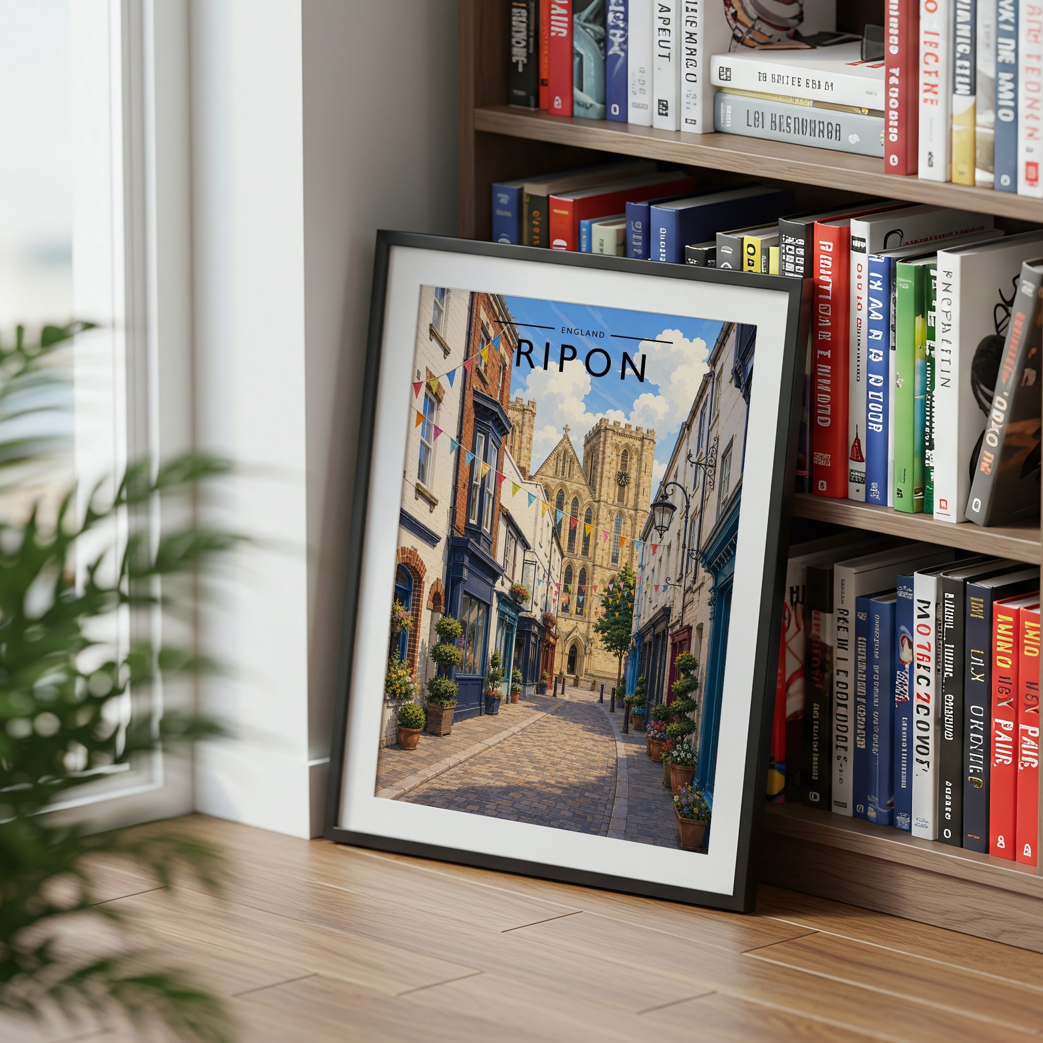 Ripon Travel Poster mounted in a black frame