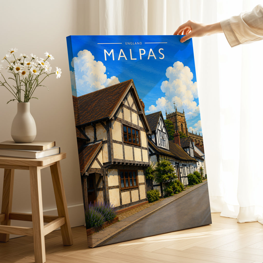 Malpas Travel Poster as a gallery-wrapped canvas