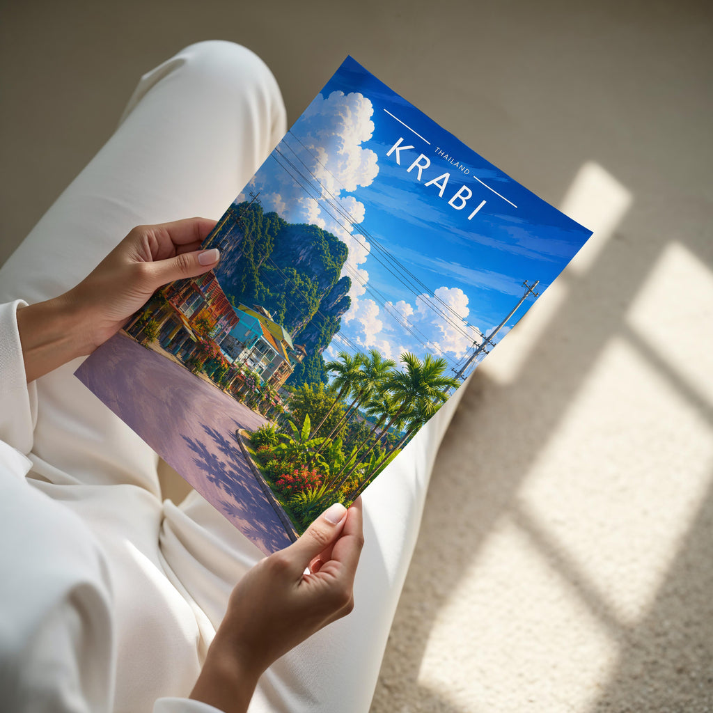 Krabi #3 Travel Poster - A4 print held in hand