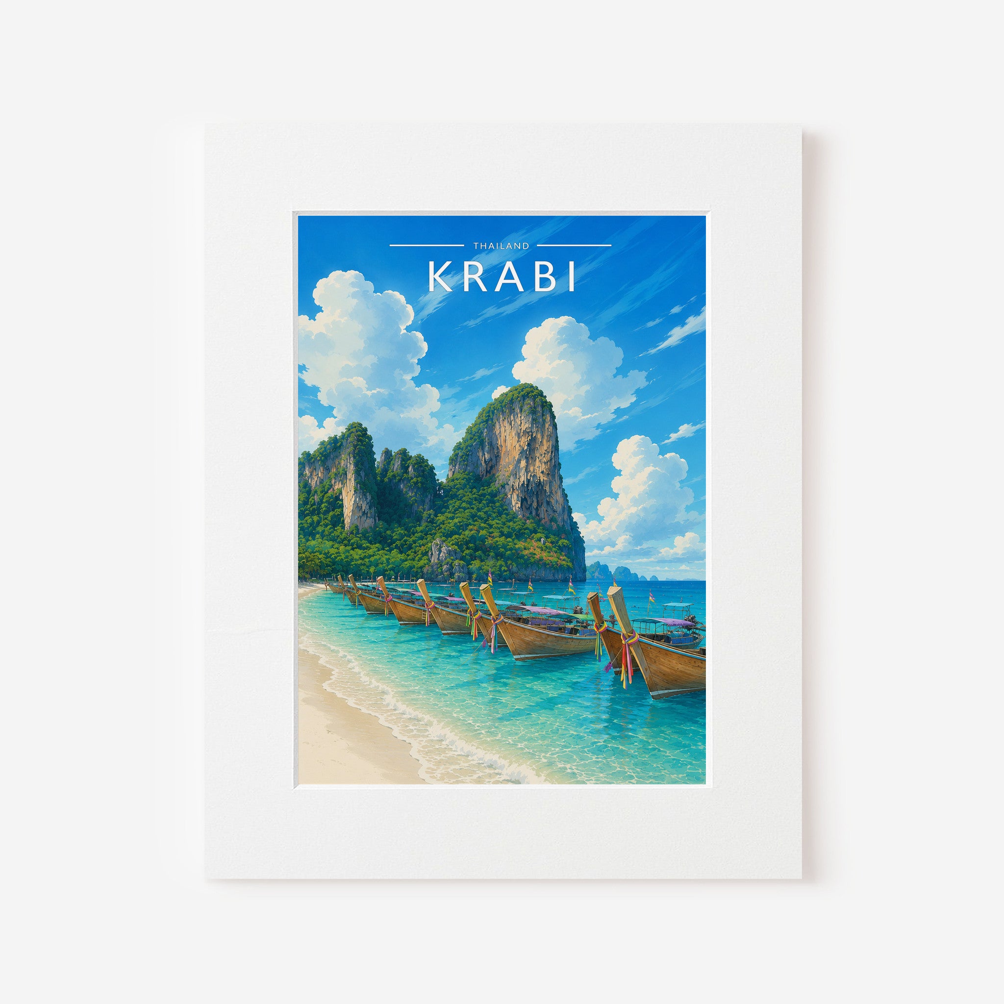 Krabi #4 Travel Poster in a white mount