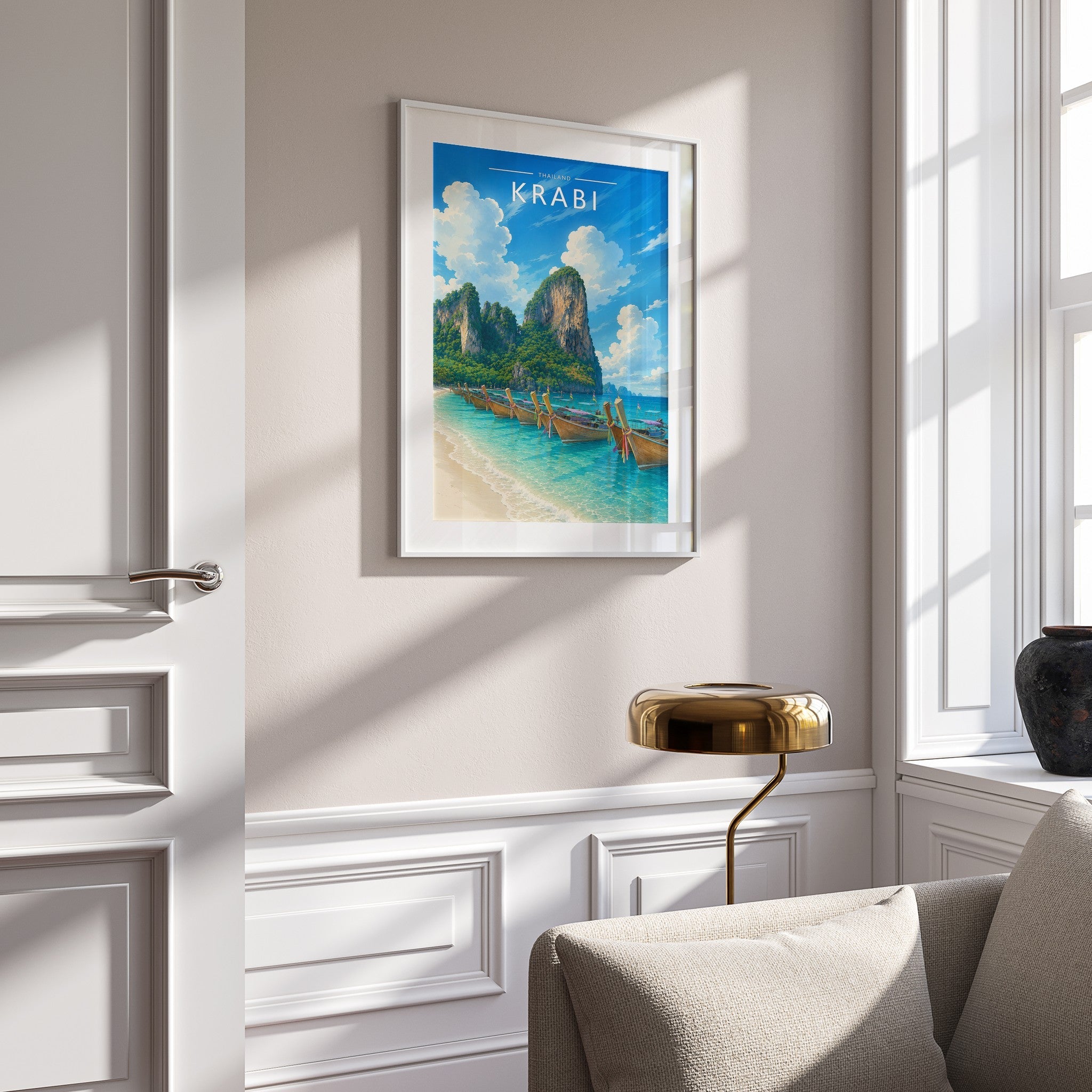 Krabi #4 Travel Poster mounted in a white frame