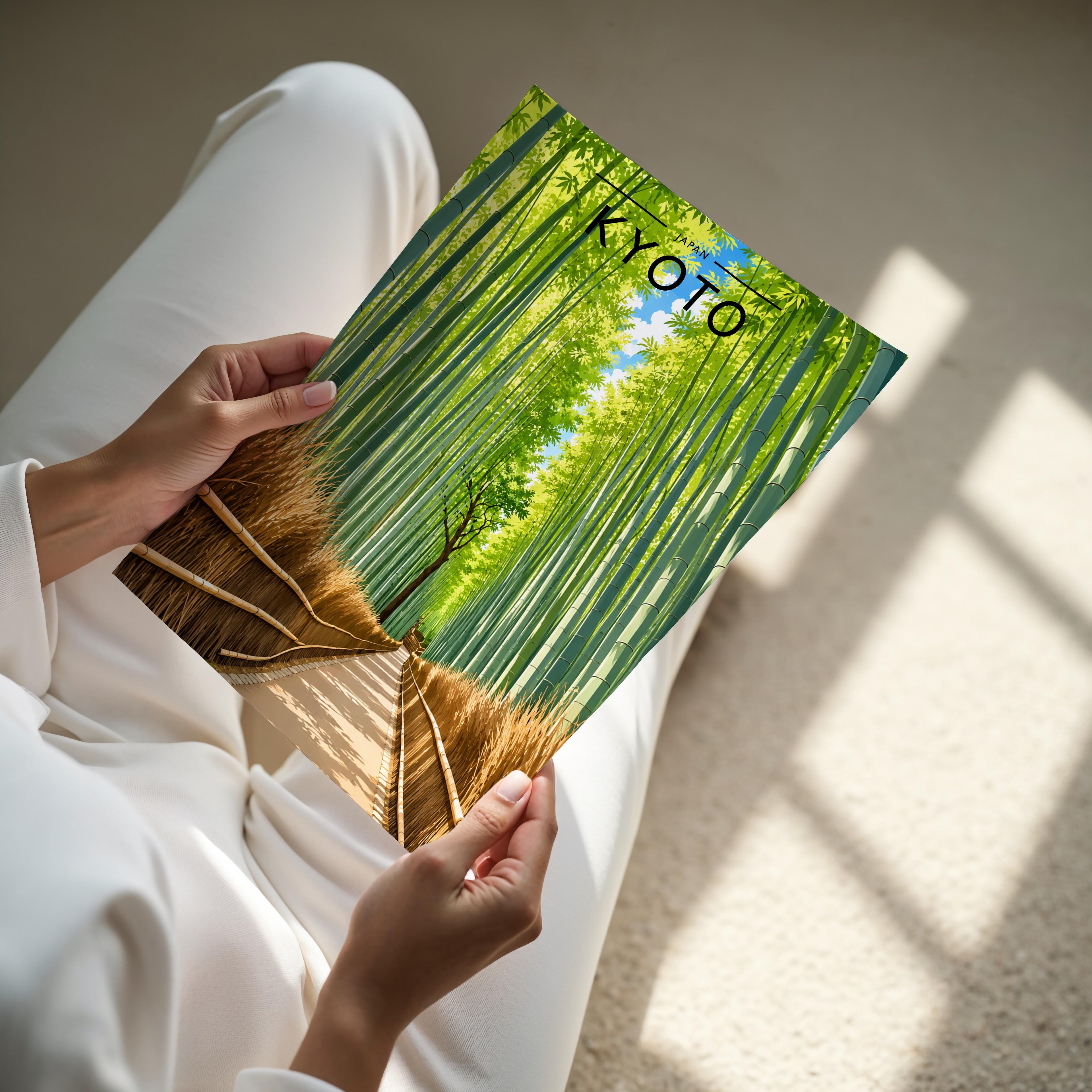 Kyoto Travel Poster - A4 print held in hand