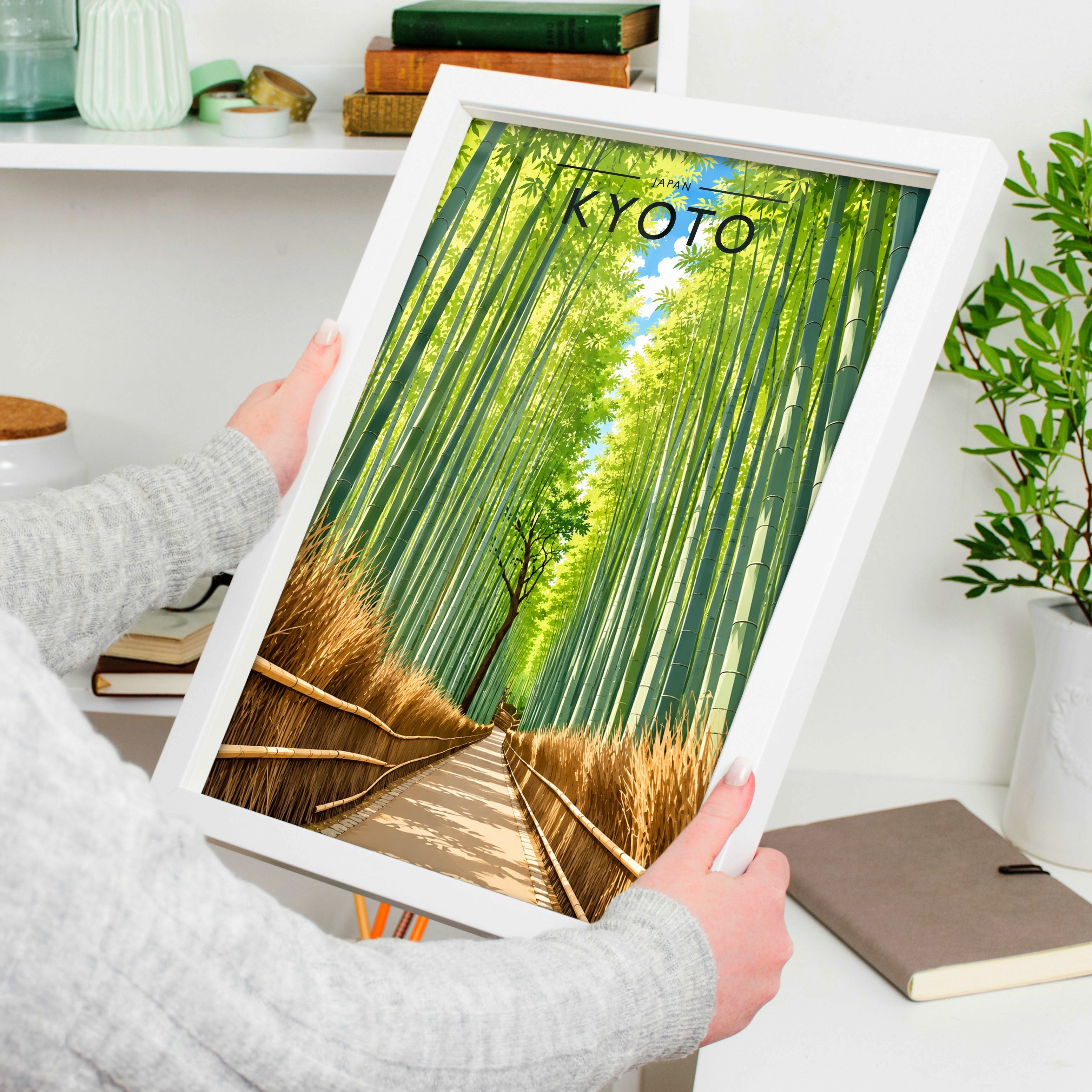 Kyoto Travel Poster held in a white frame