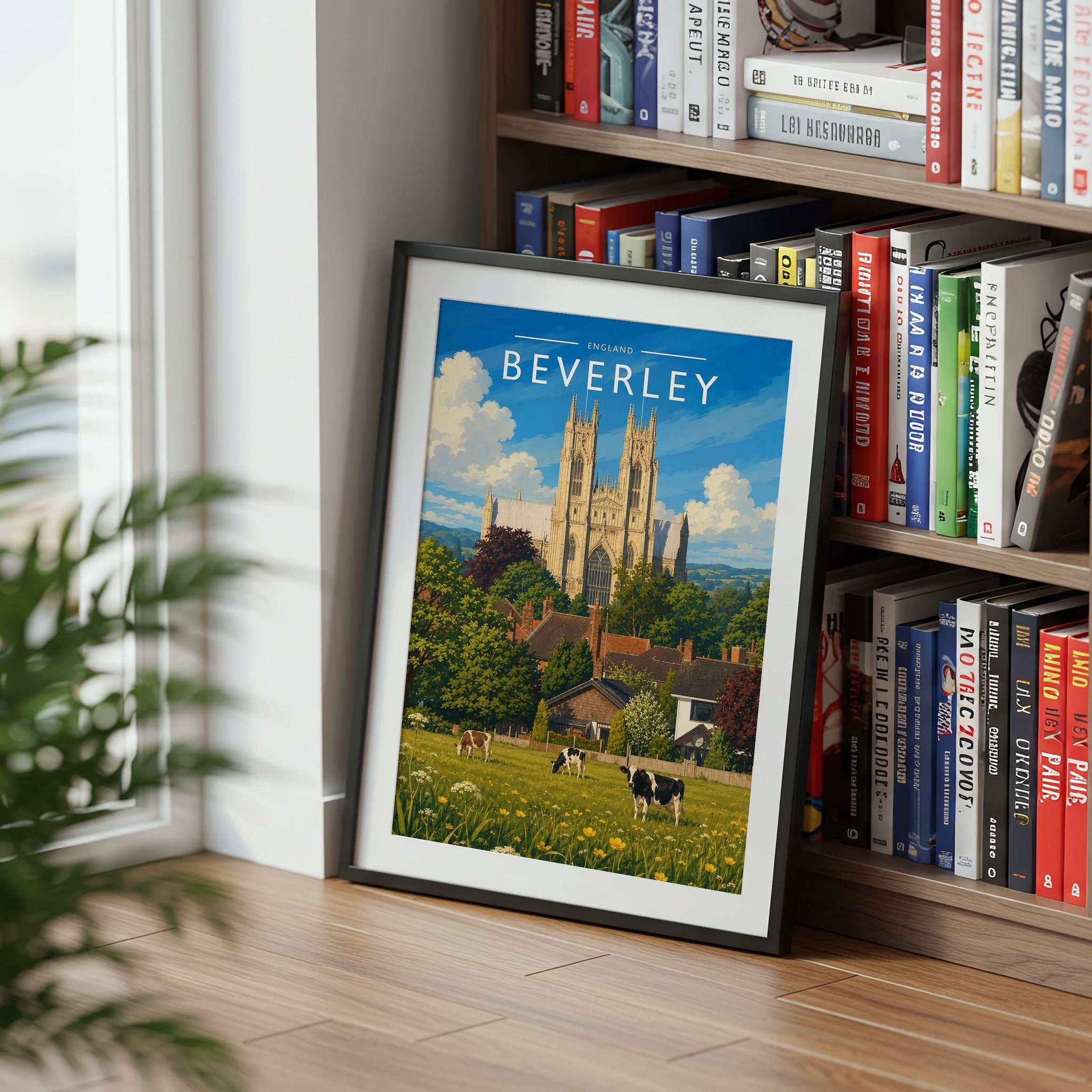 Beverley Travel Poster mounted in a black frame