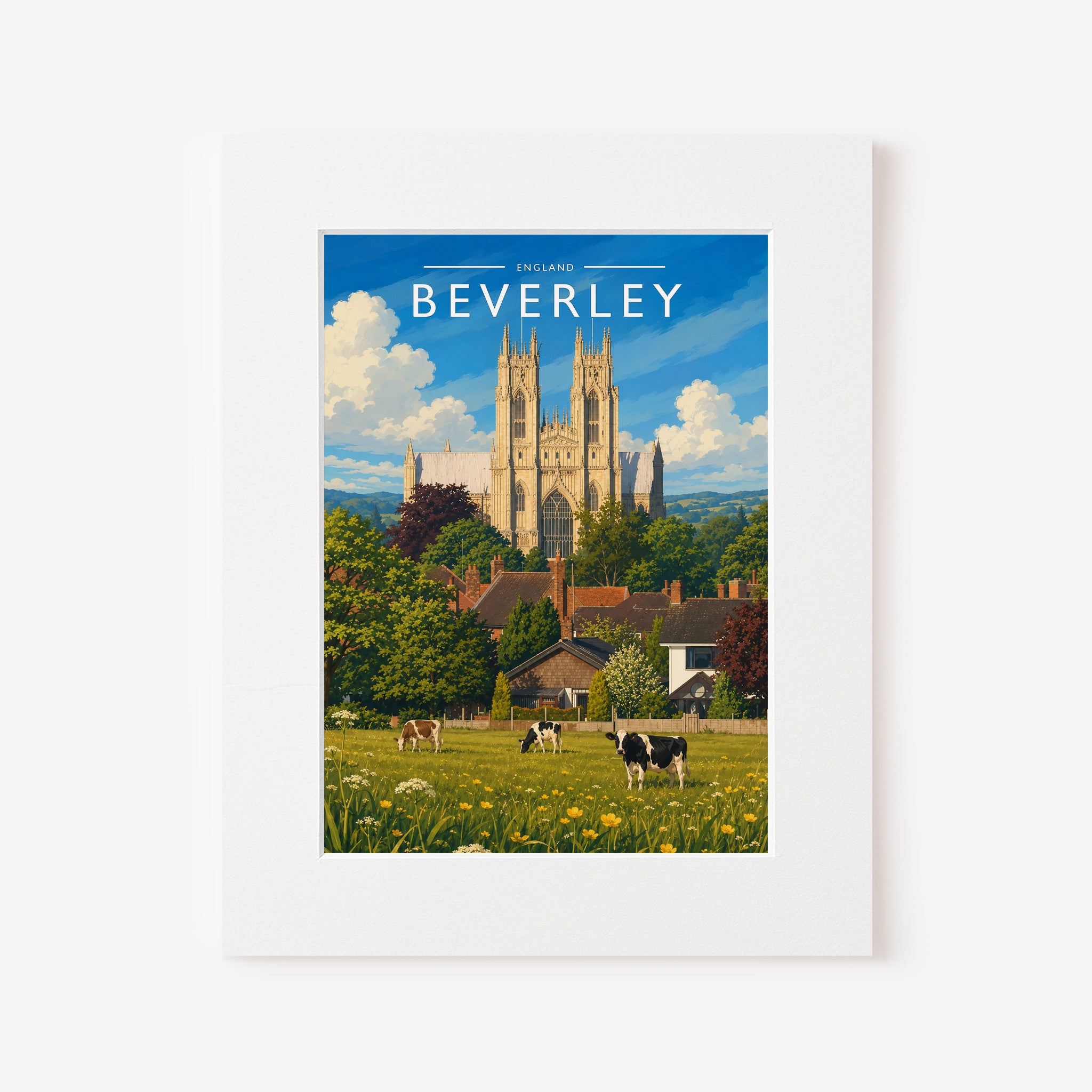 Beverley Travel Poster in a white mount