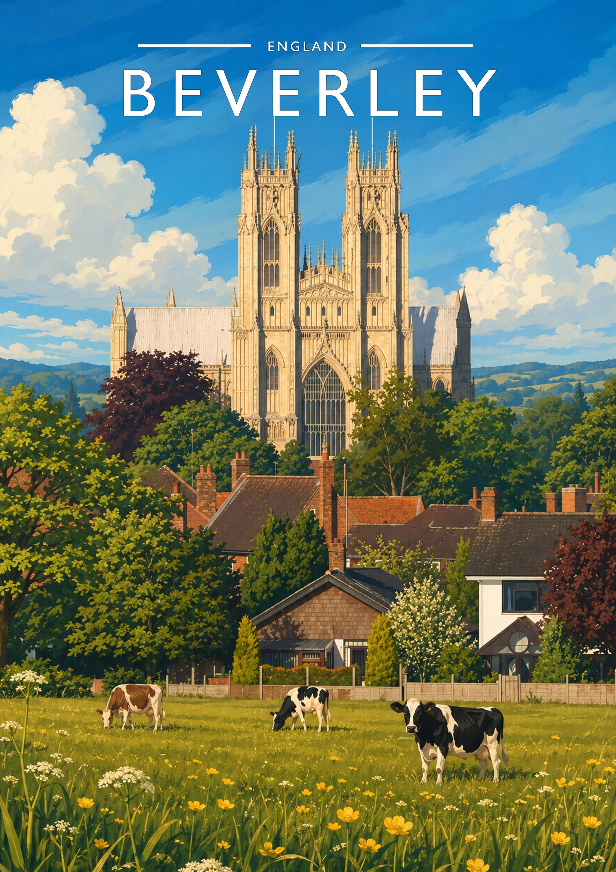 Beverley Travel Poster - A4 travel poster print